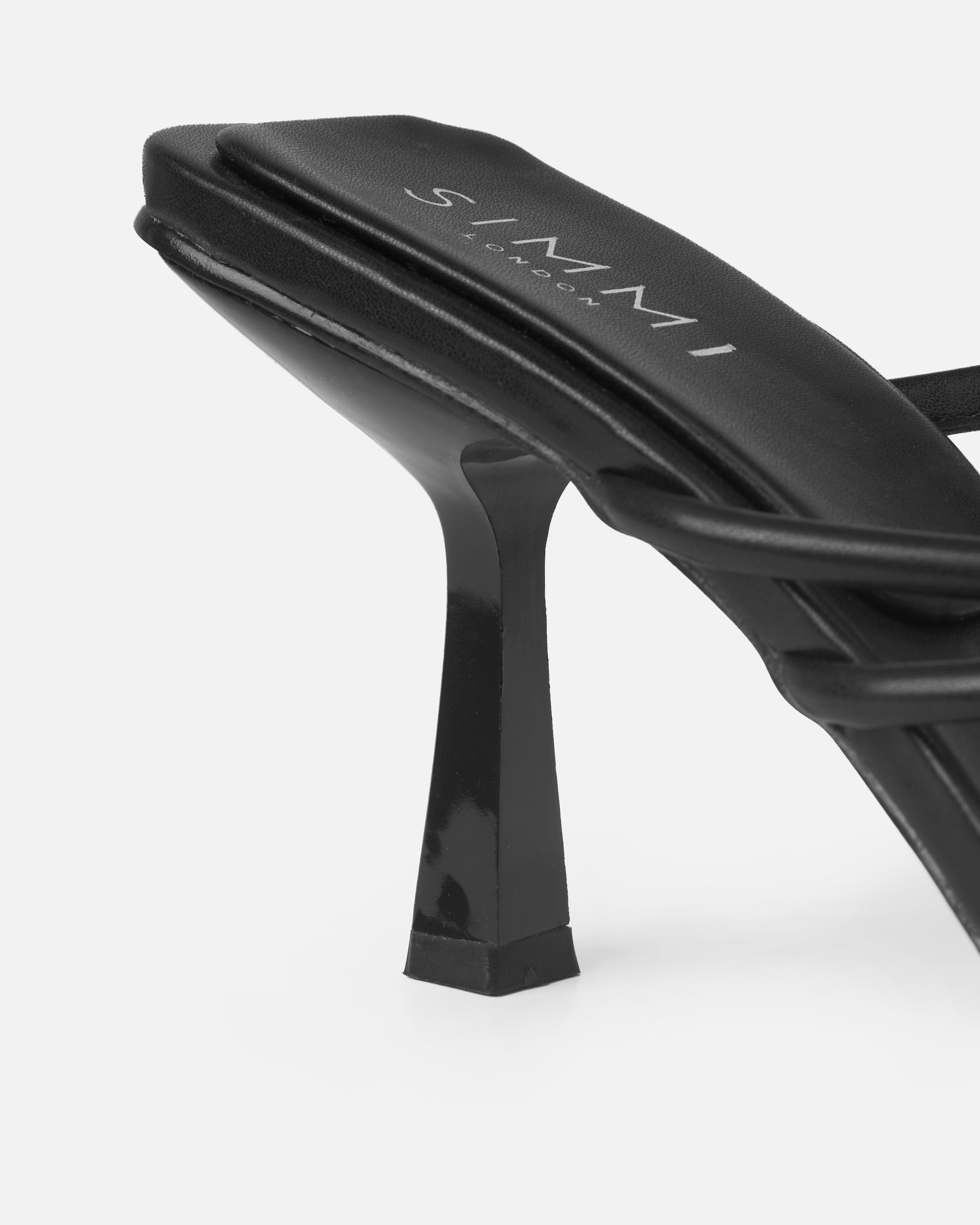 Tasha Ghouri Alisa Black Spiral Mid Heels | SIMMI London