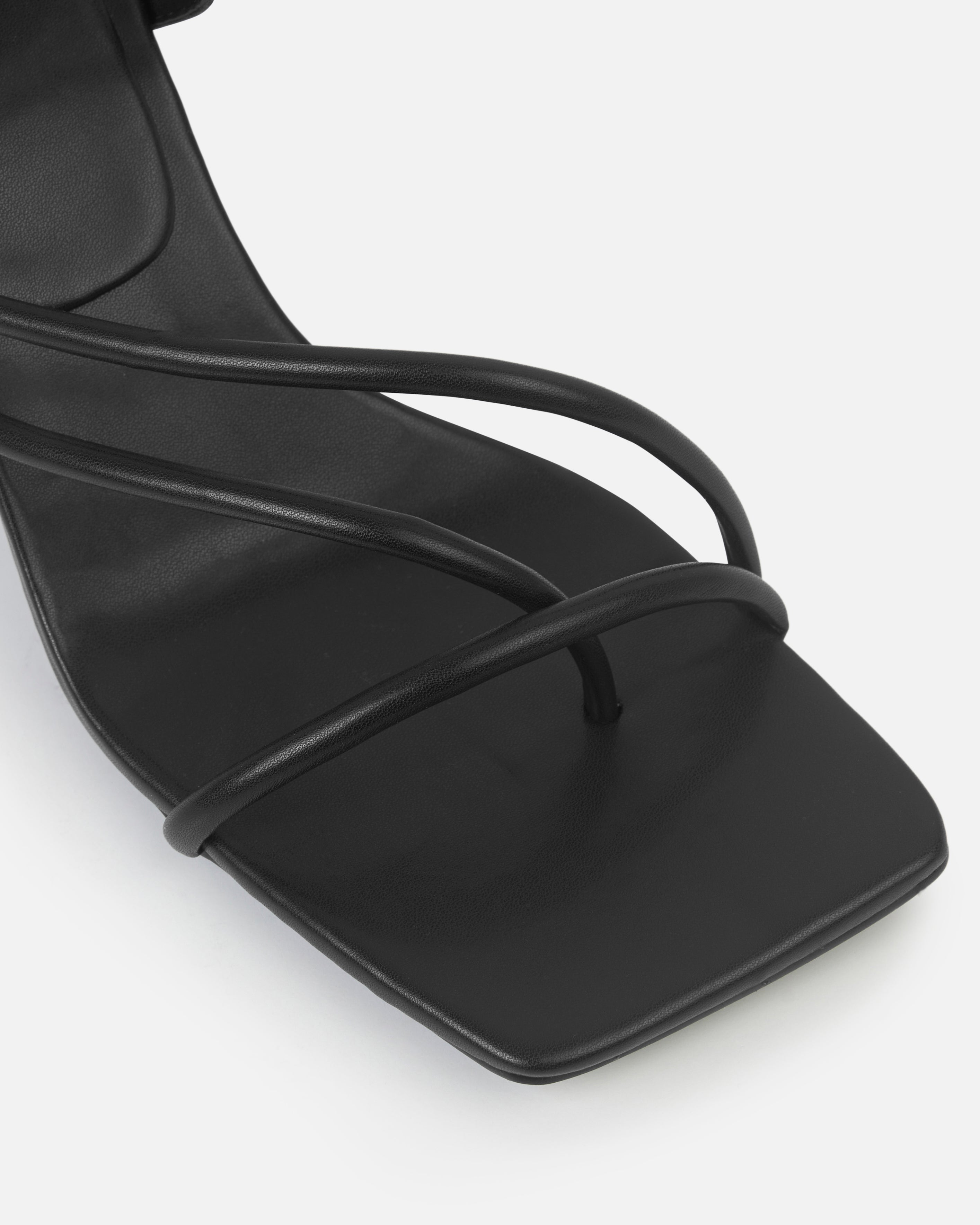 Tasha Ghouri Alisa Black Spiral Mid Heels | SIMMI London