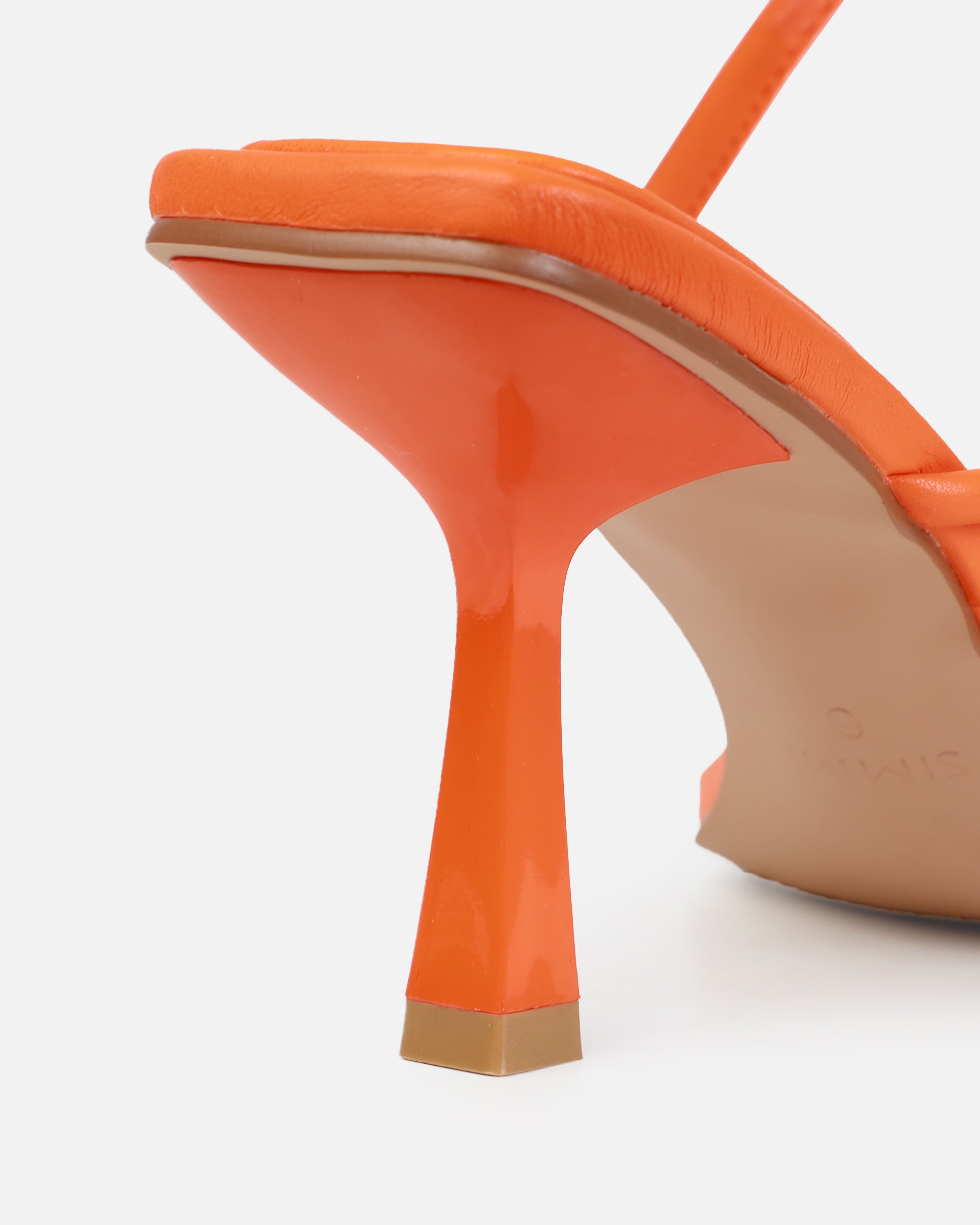 Tasha Ghouri Alisa Orange Spiral Mid Heels | SIMMI London