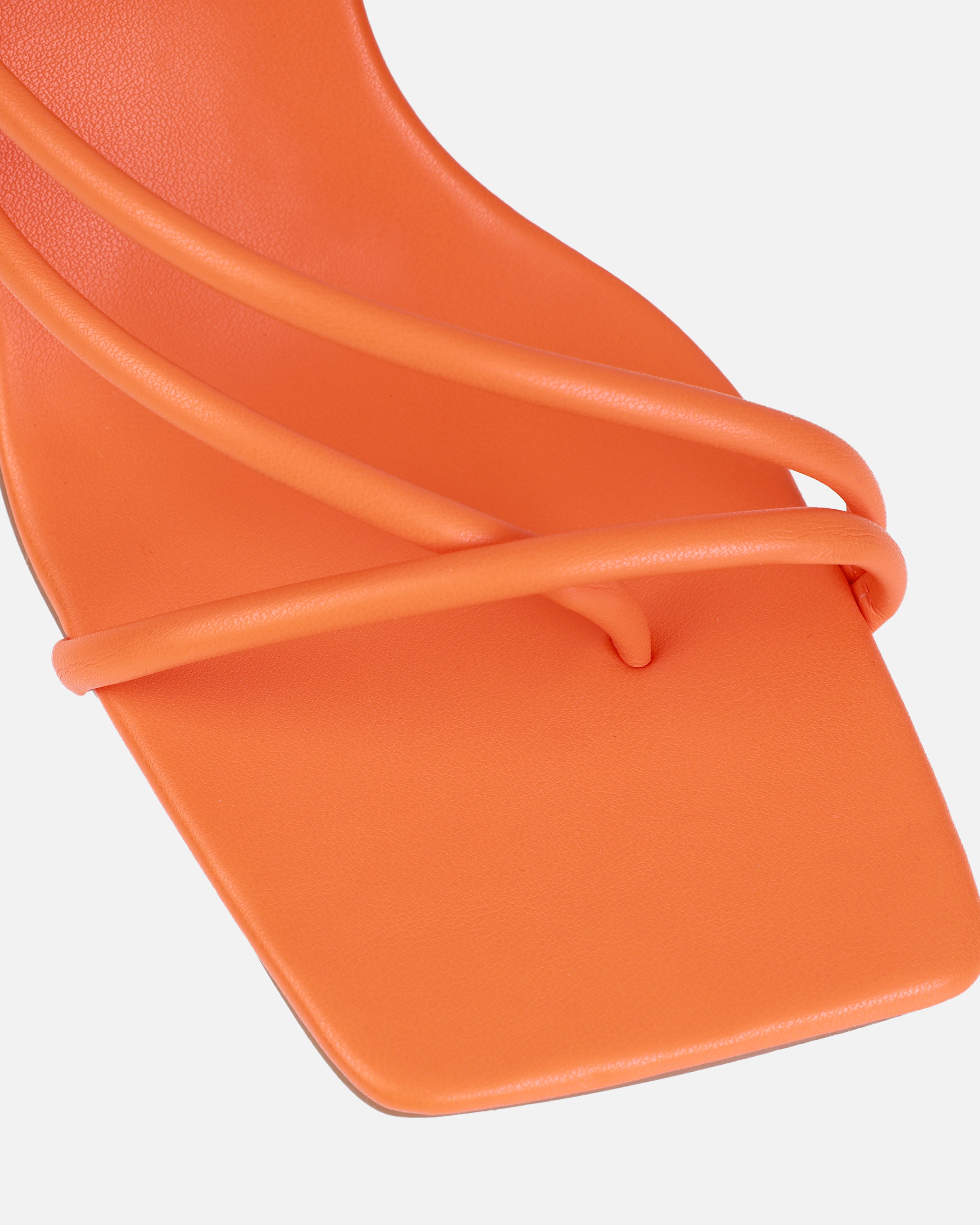 Tasha Ghouri Alisa Orange Spiral Mid Heels | SIMMI London