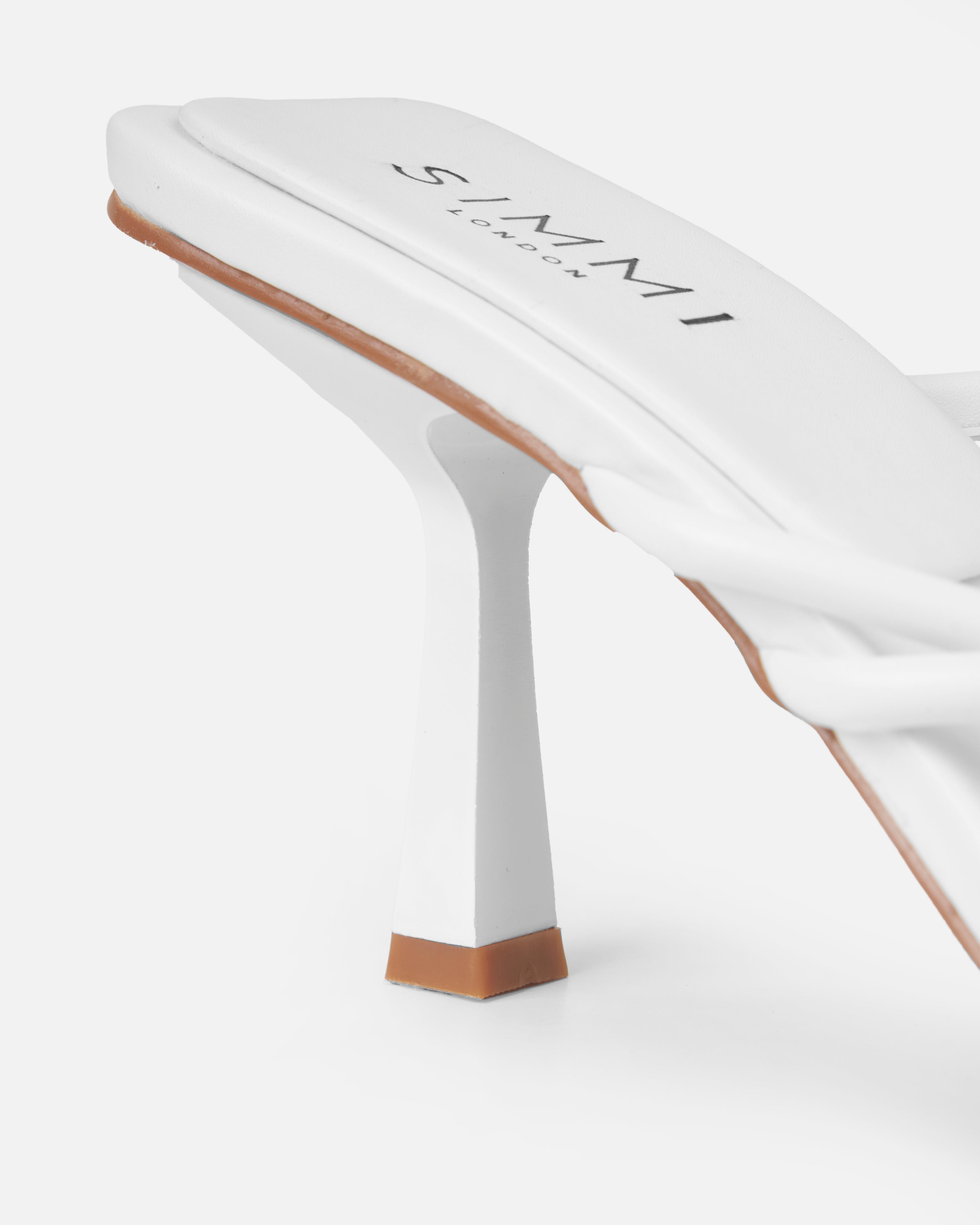 Tasha Ghouri Alisa White Spiral Mid Heels | SIMMI London 