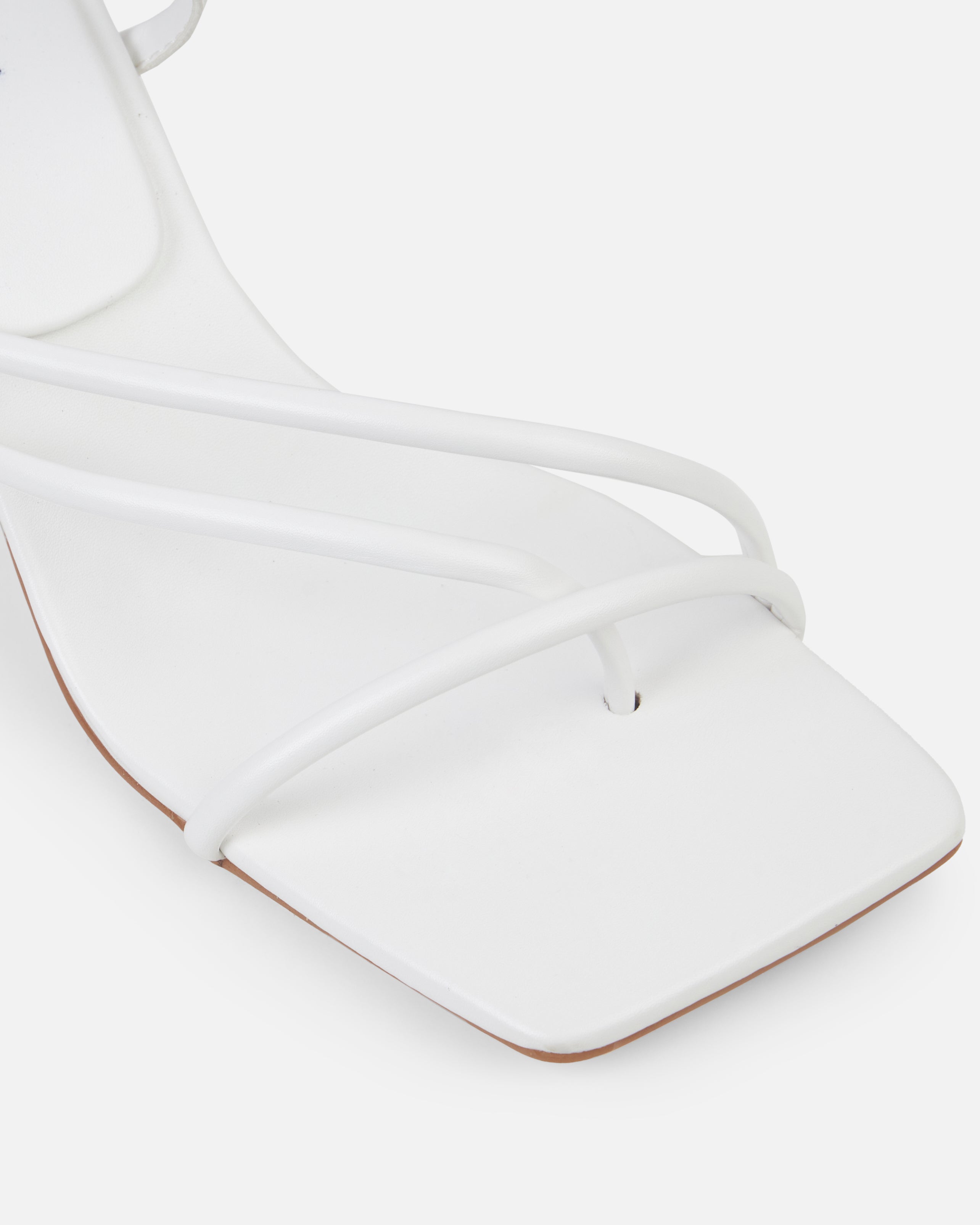 Tasha Ghouri Alisa White Spiral Mid Heels | SIMMI London 