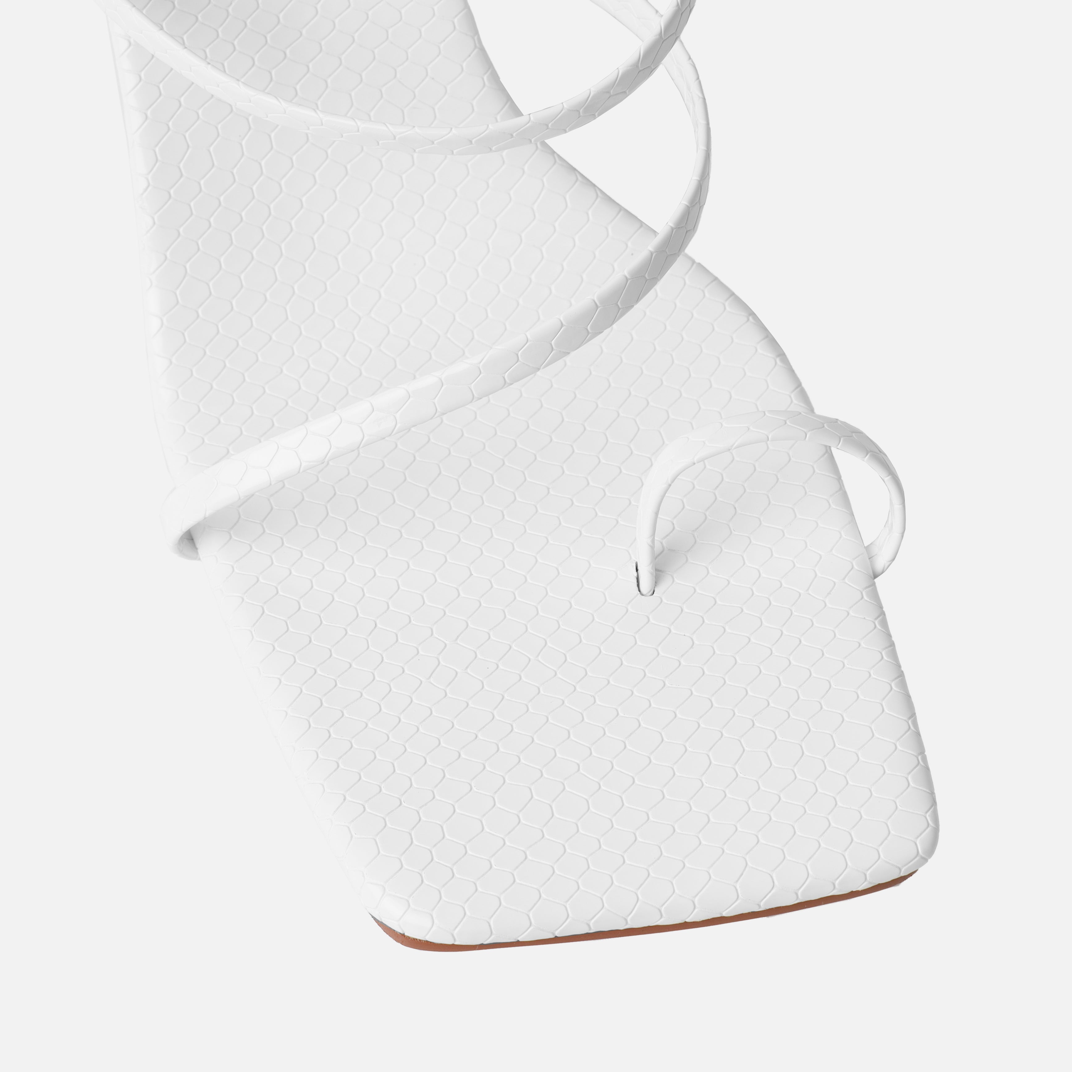 Nivette Wide Fit White Faux Snake Print Double Strap Mid Heels | SIMMI London