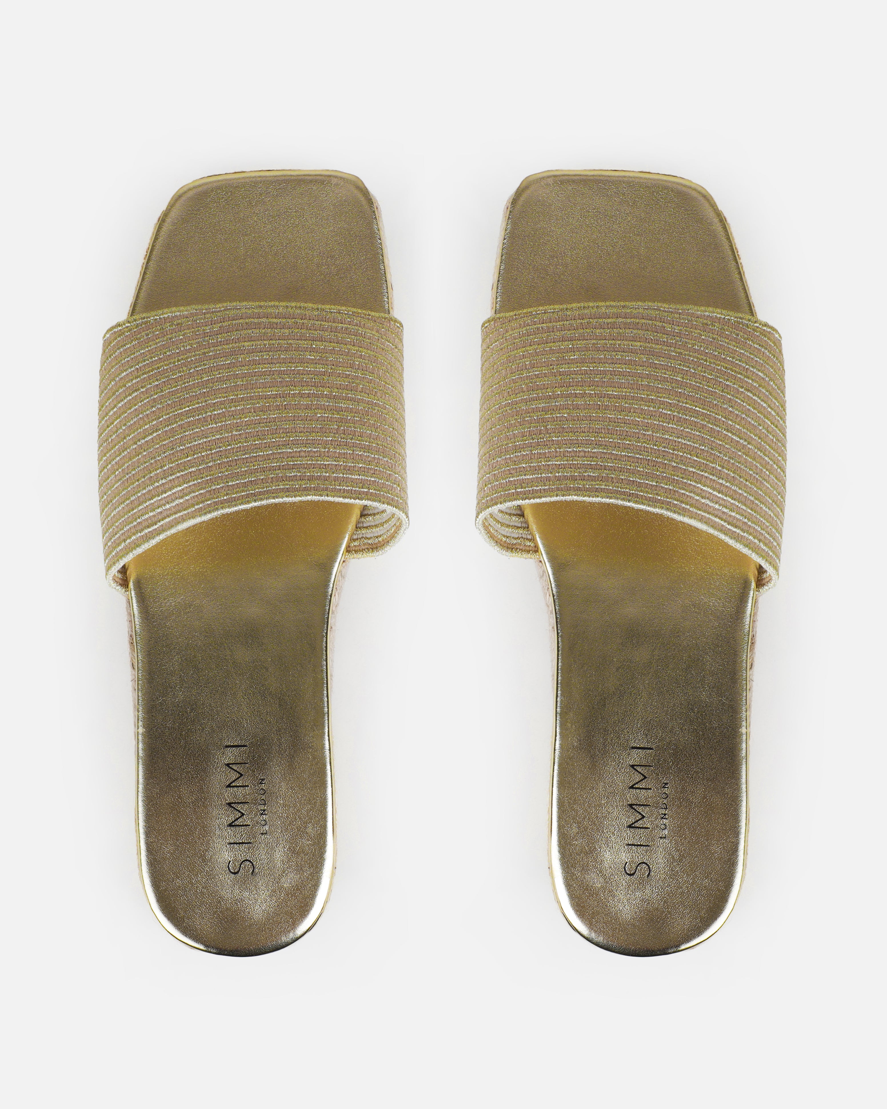 Alohi Beige Embroidered Espadrille Flatform Slides | SIMMI London