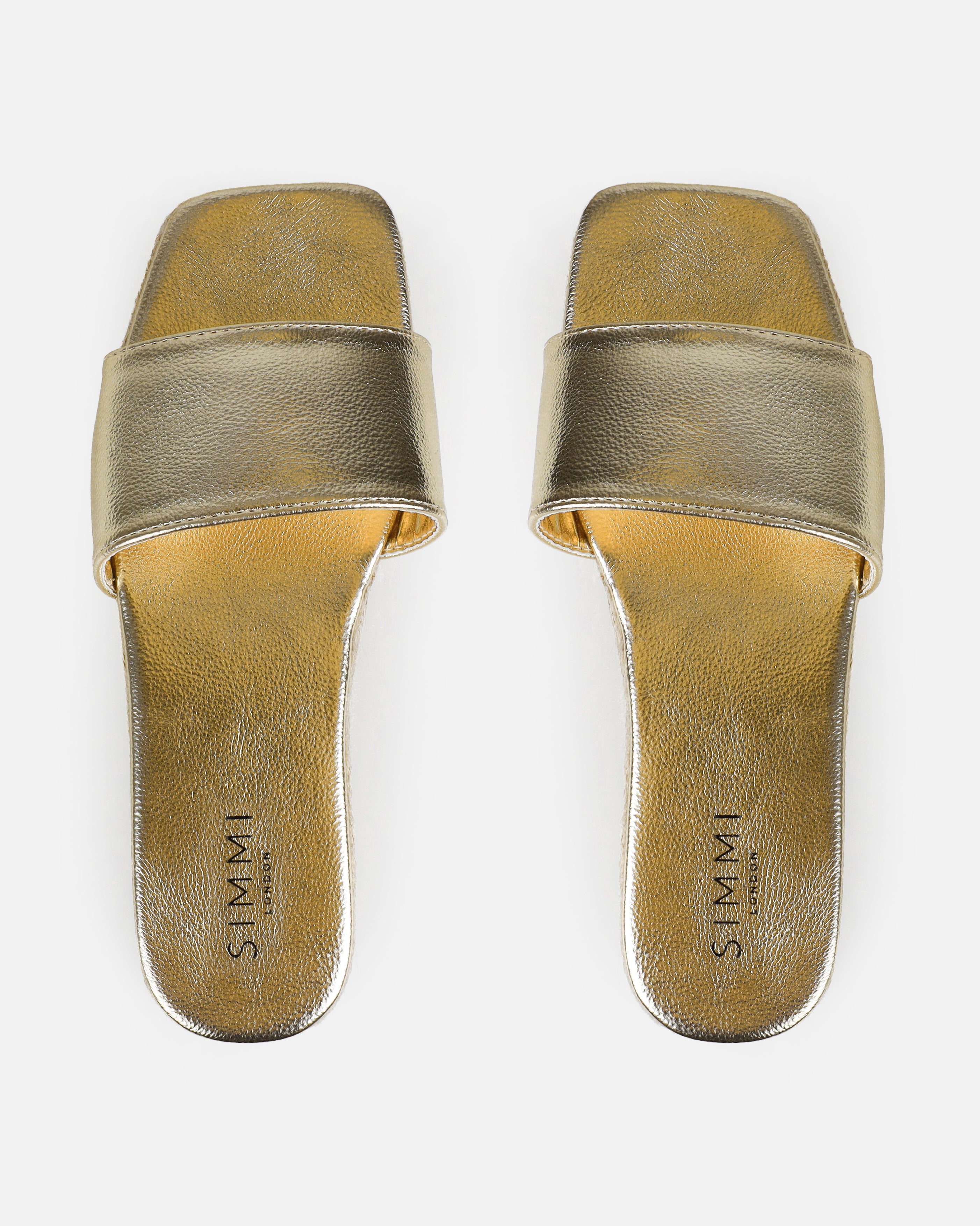 Alohi Gold Cracked Espadrille Flatform Slides | SIMMI London
