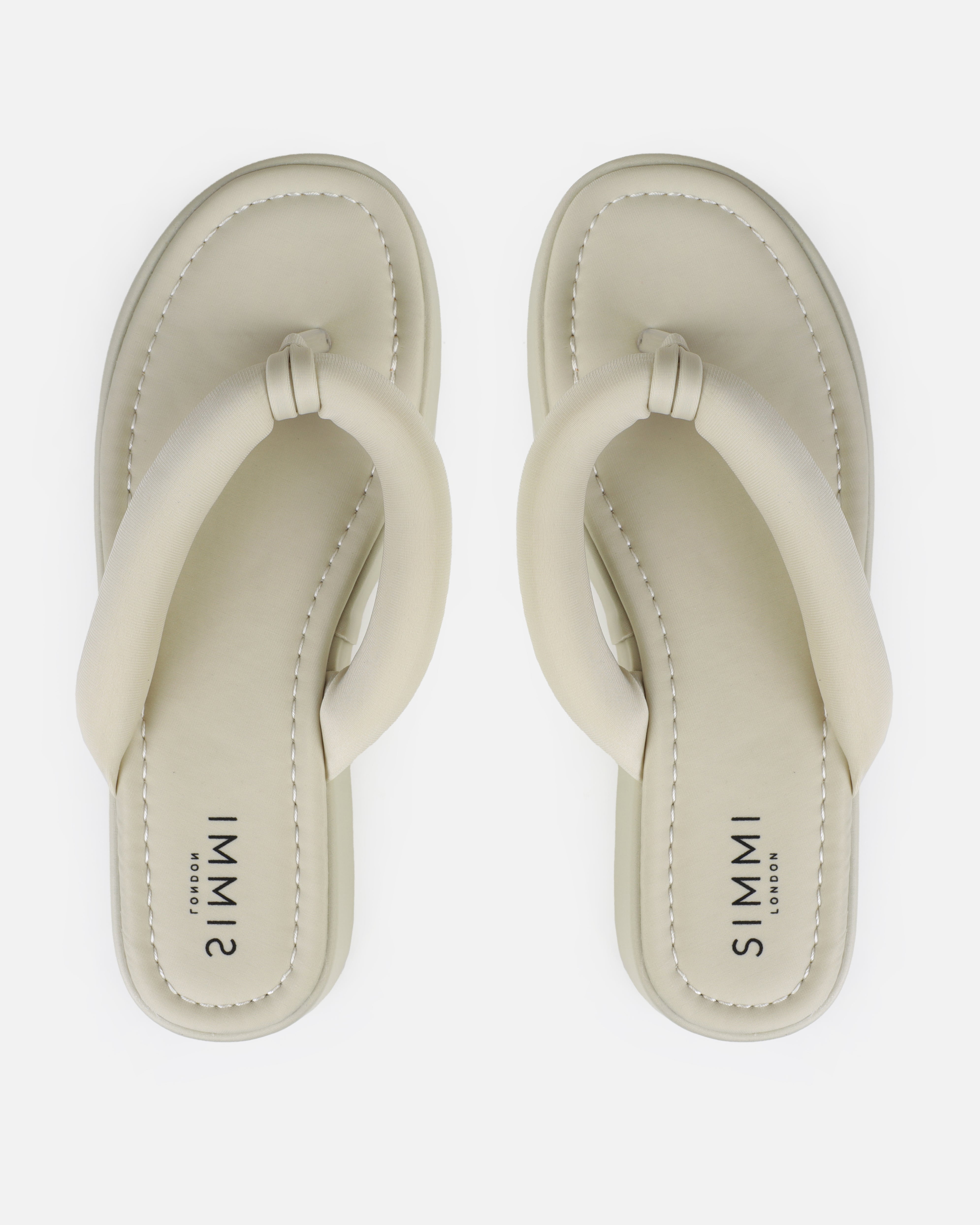 Tasha Ghouri Rowena Stone Lycra Toe Thong Flatform Sandals | SIMMI London