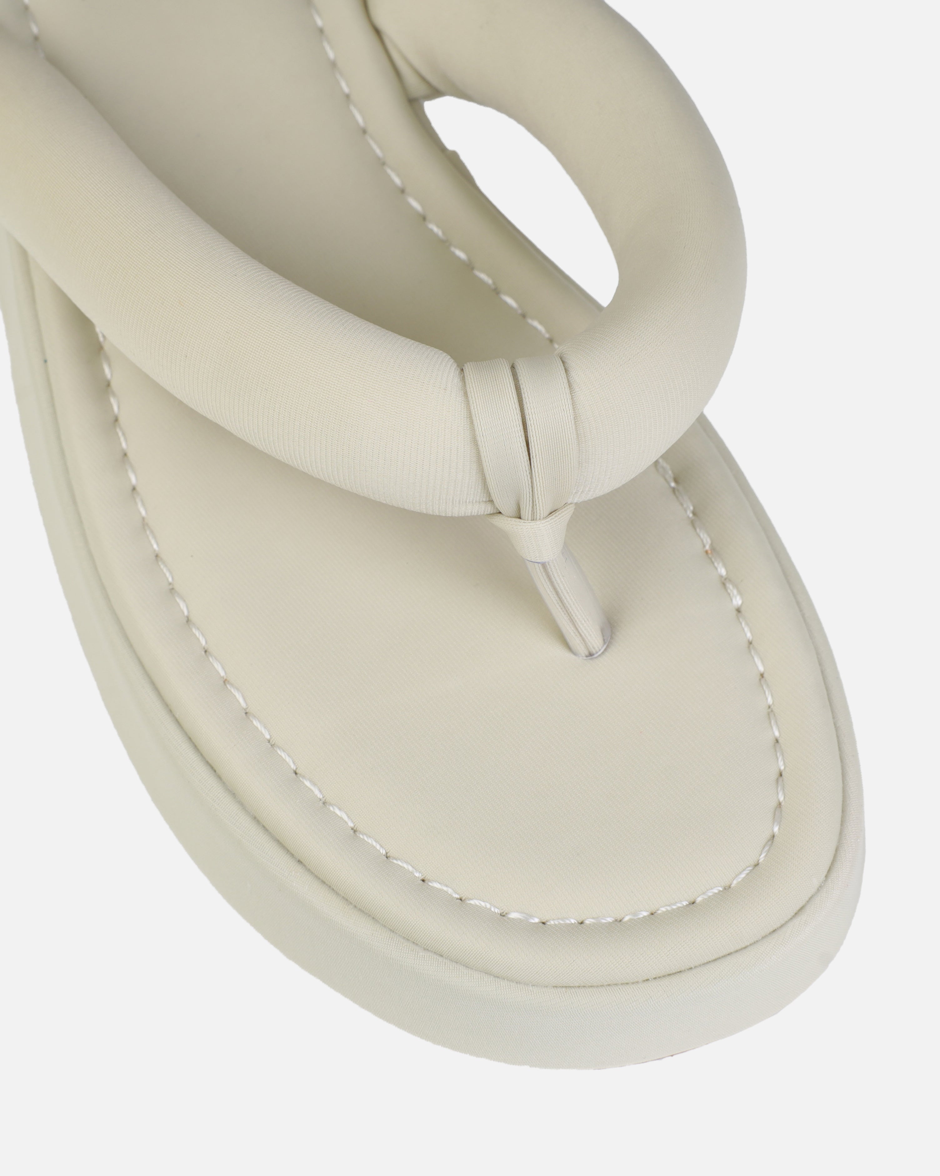 Tasha Ghouri Rowena Stone Lycra Toe Thong Flatform Sandals | SIMMI London