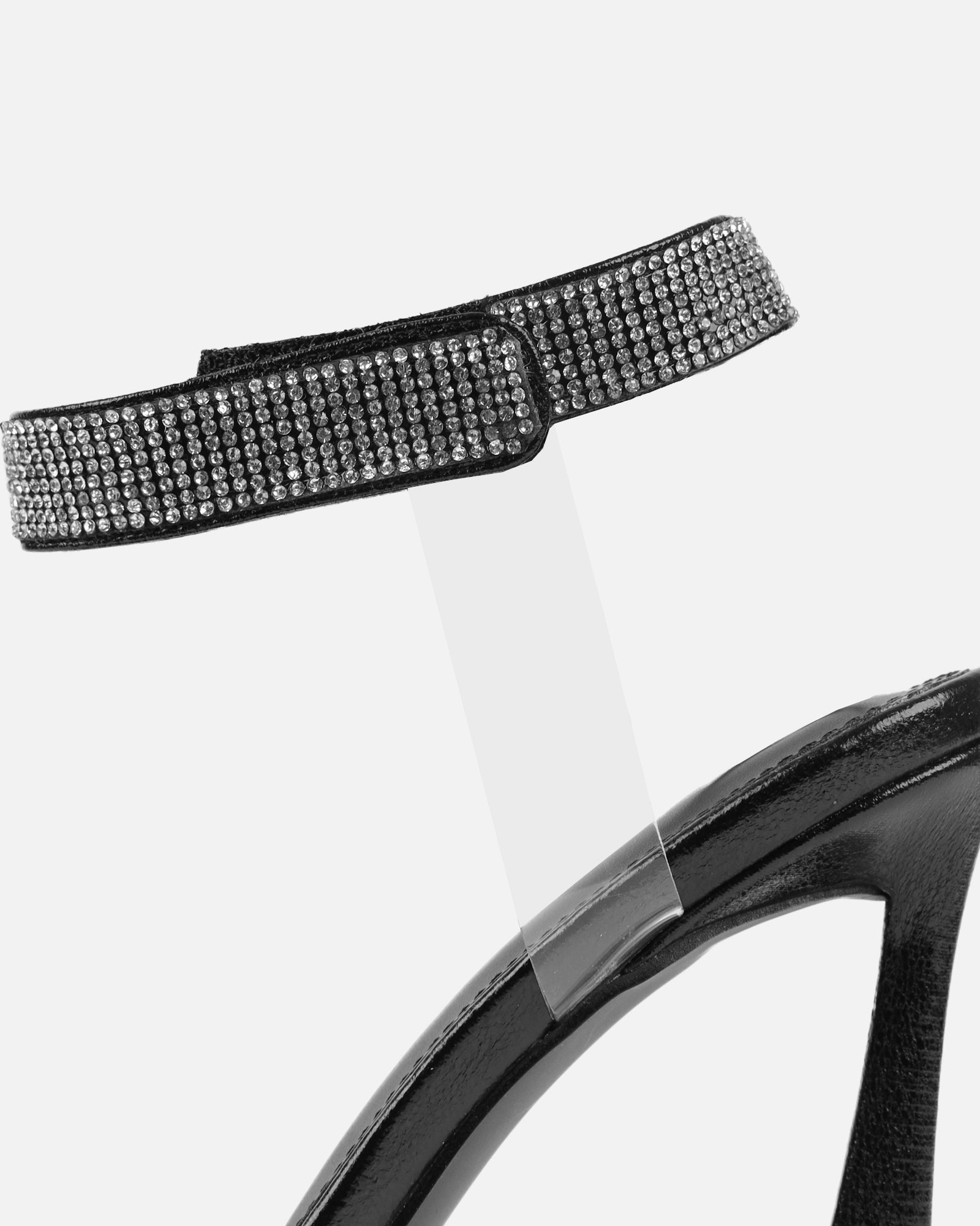 Angela Black Diamante Anklet Heeled Sandals | SIMMI London