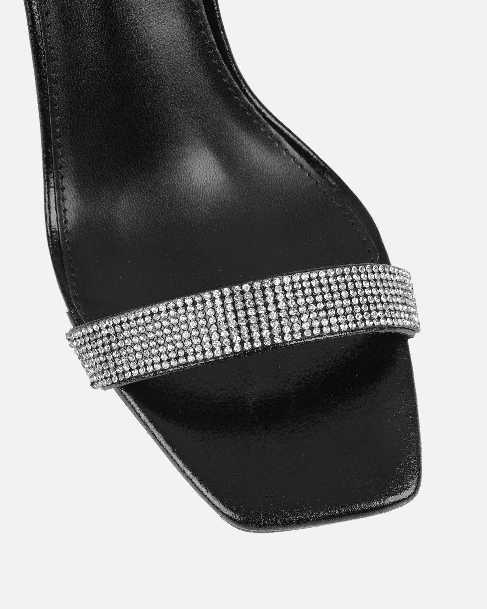 Angela Black Diamante Anklet Heeled Sandals | SIMMI London