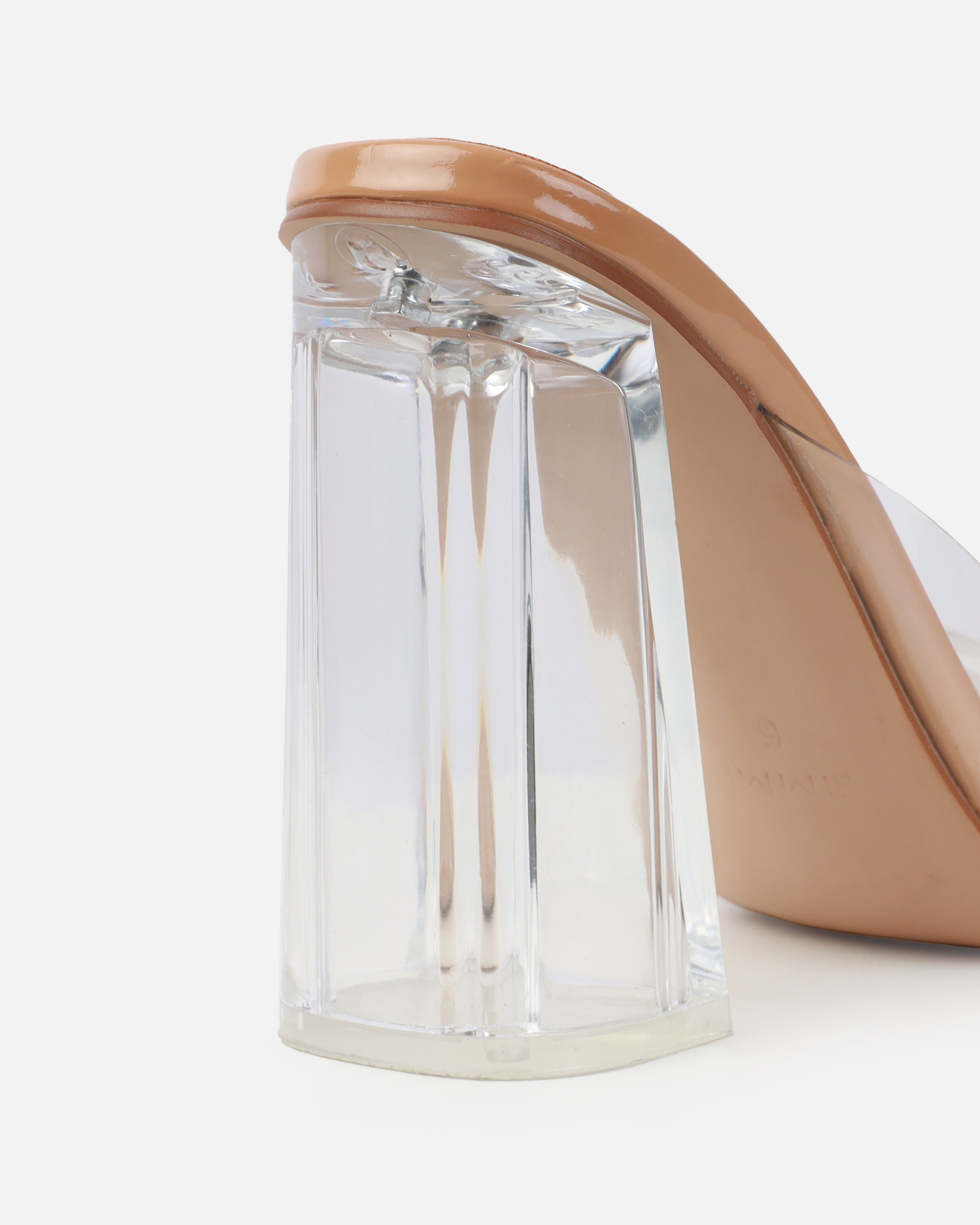Mary Bedford Aniela Nude Clear Block Heel Mules | SIMMI London