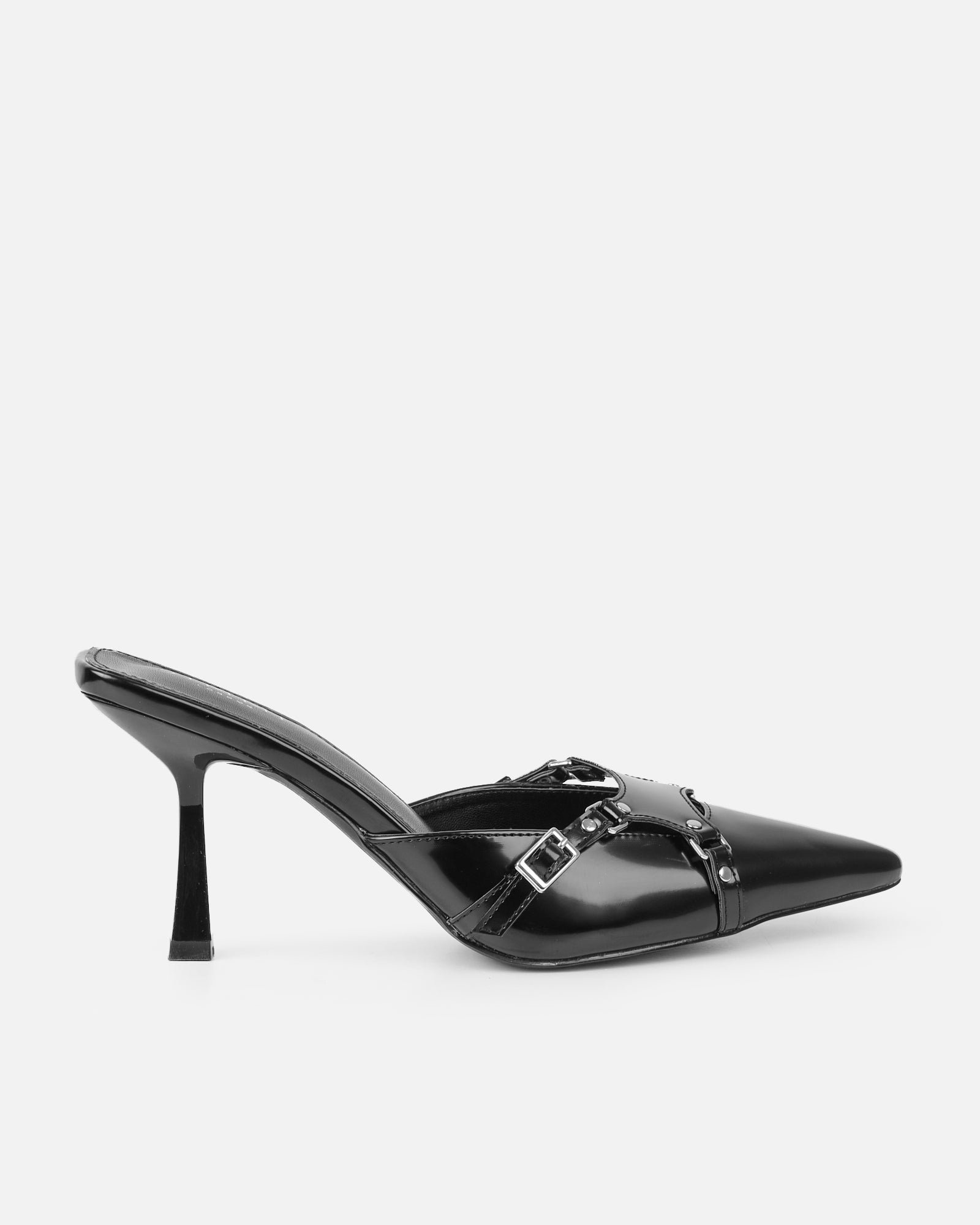Ankana black buckle detail mule court shoes | SIMMI London