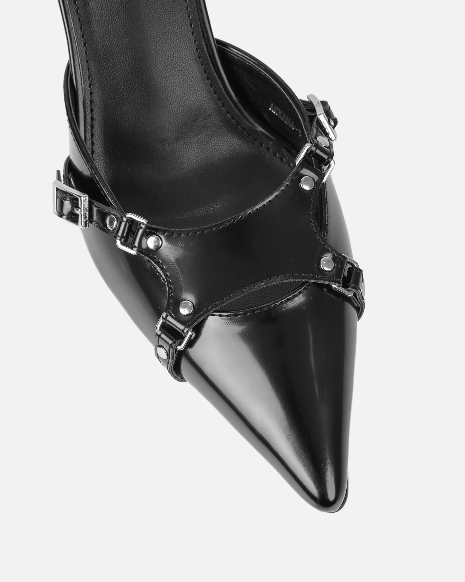 Ankana black buckle detail mule court shoes | SIMMI London