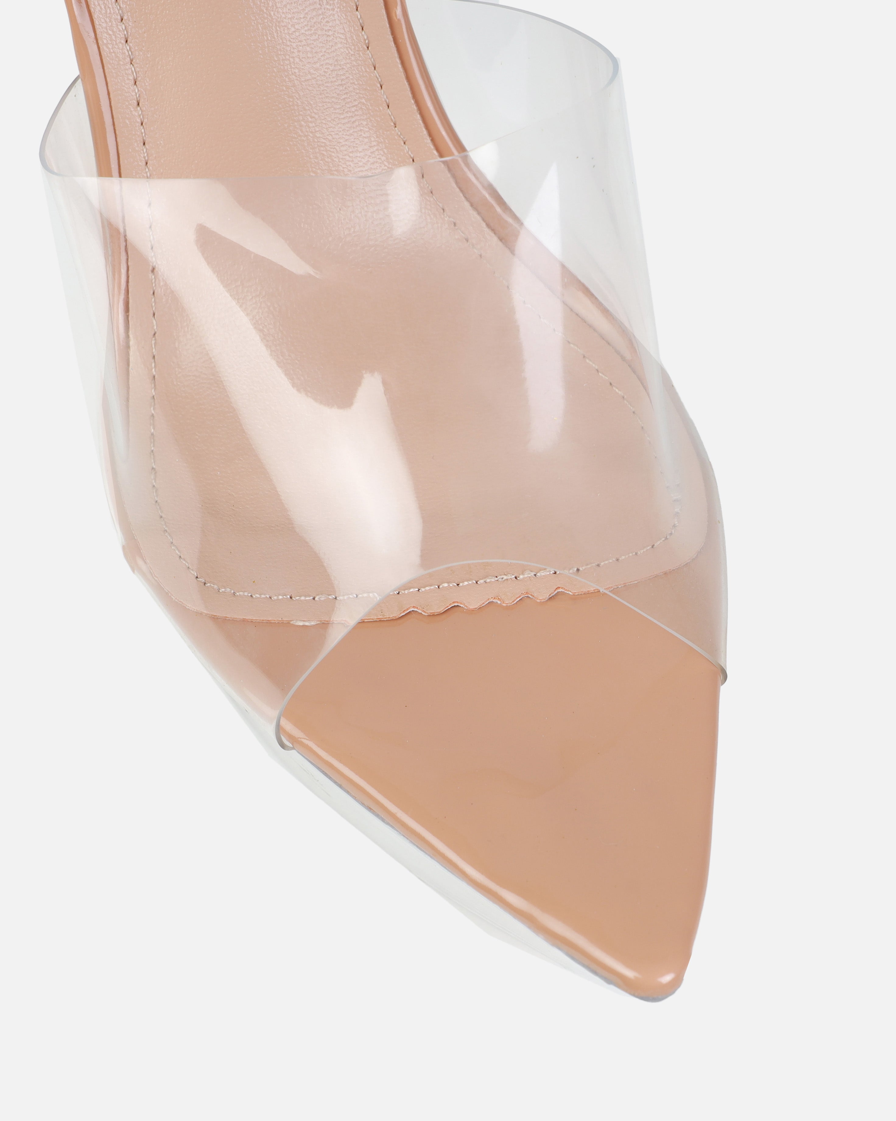 Mia Nude Clear Platform Pointed Stiletto Mules | SIMMI London