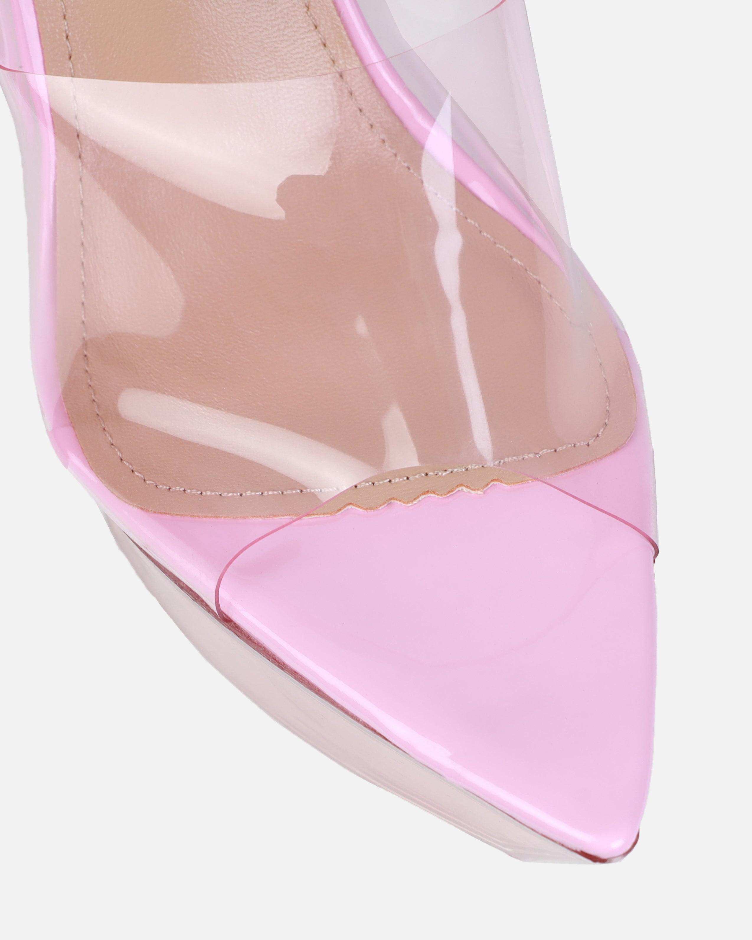 Mia Pink Clear Platform Pointed Stiletto Mules | SIMMI London