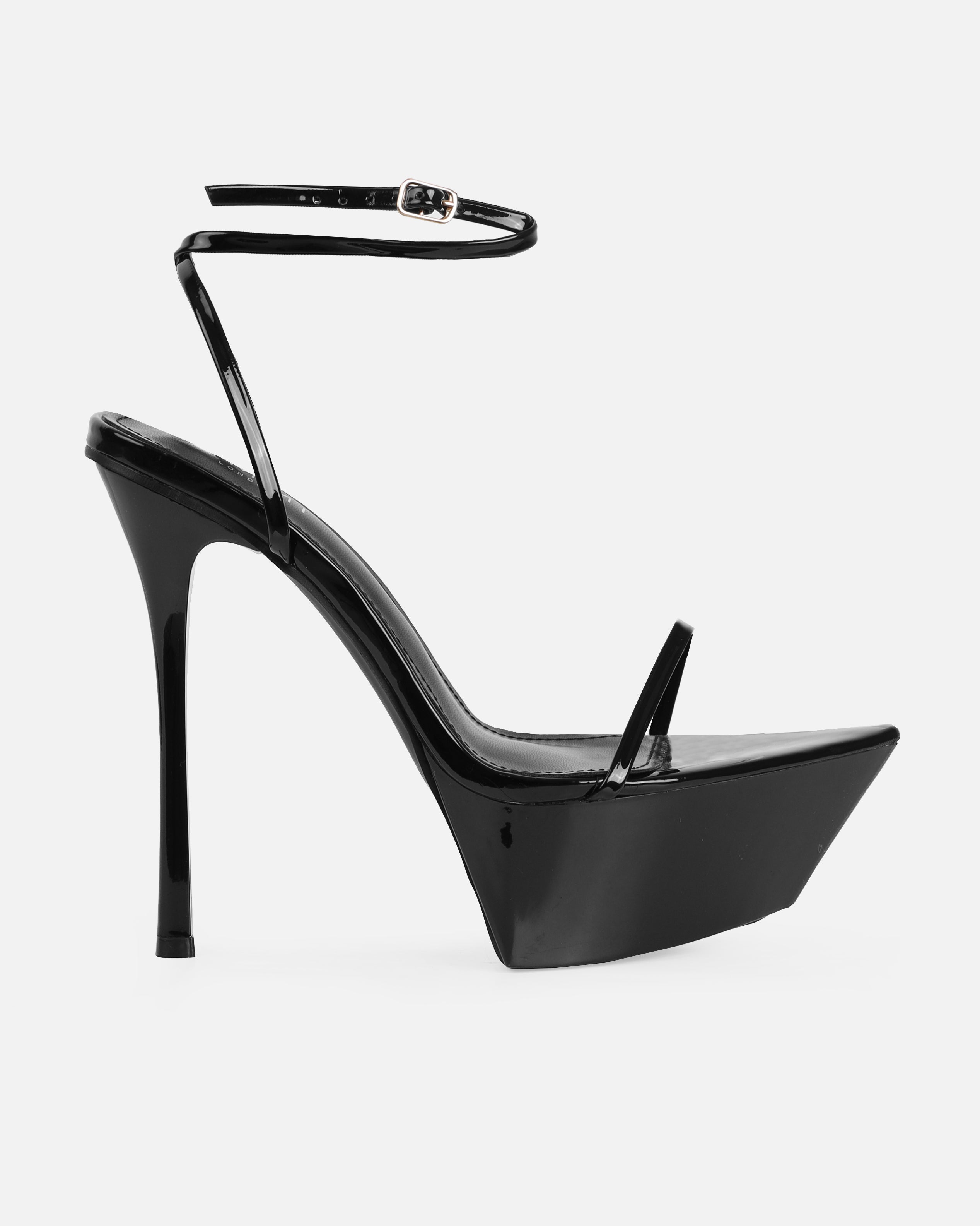 Asiaa Black Patent Platform Stiletto Heels | SIMMI London