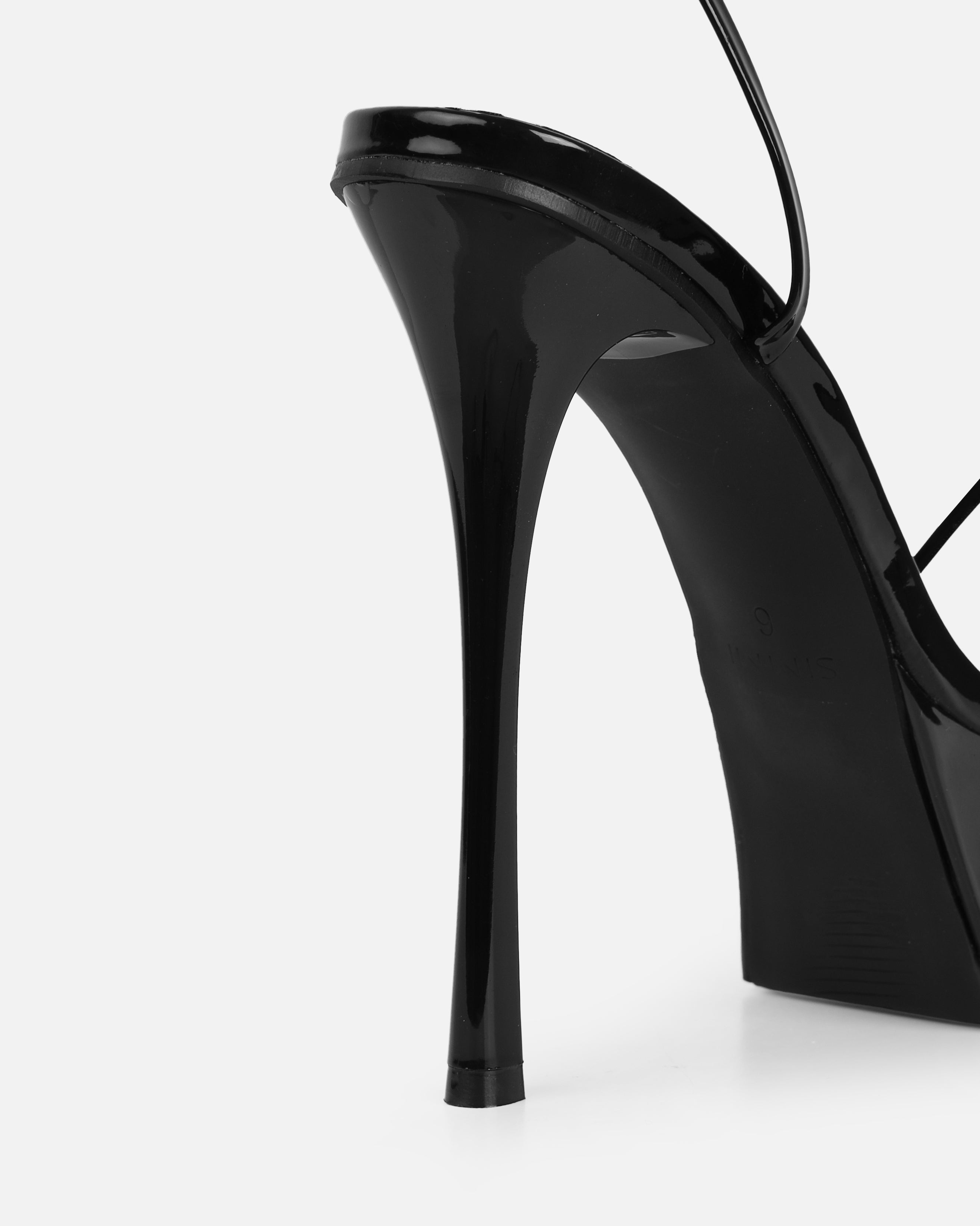 Asiaa Black Patent Platform Stiletto Heels | SIMMI London