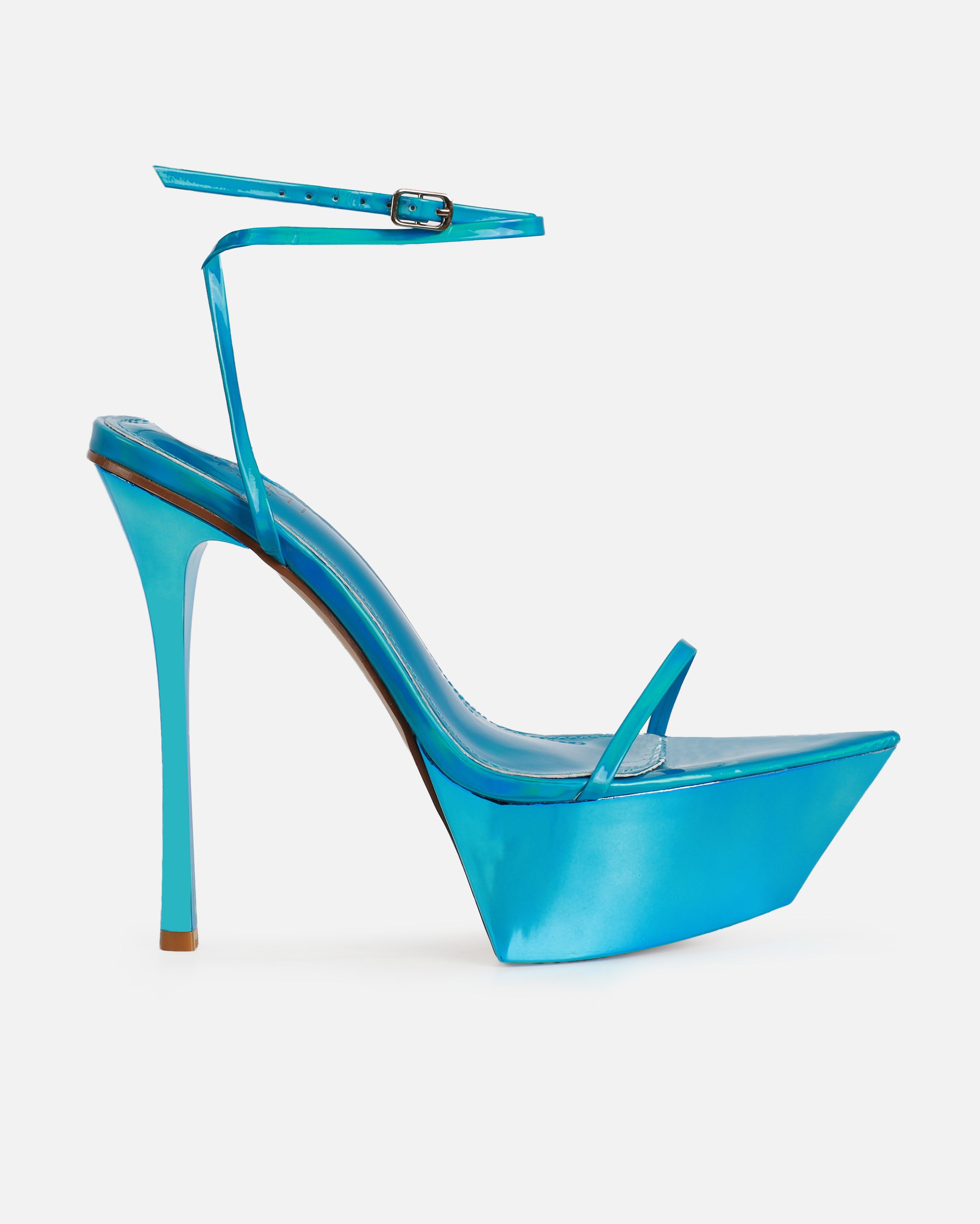 Asiaa Blue Metallic Platform Stiletto Heels | SIMMI London