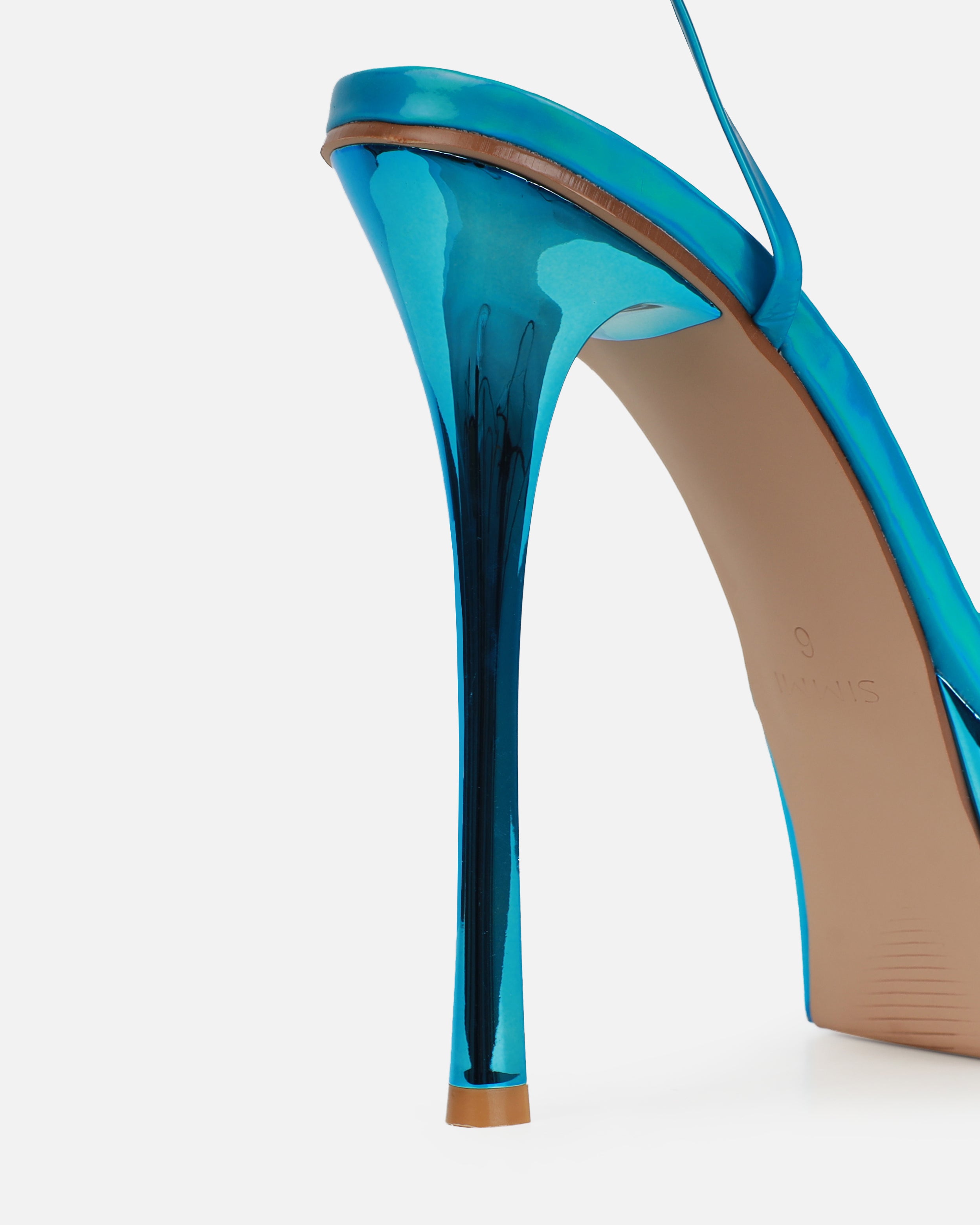 Asiaa Blue Metallic Platform Stiletto Heels | SIMMI London