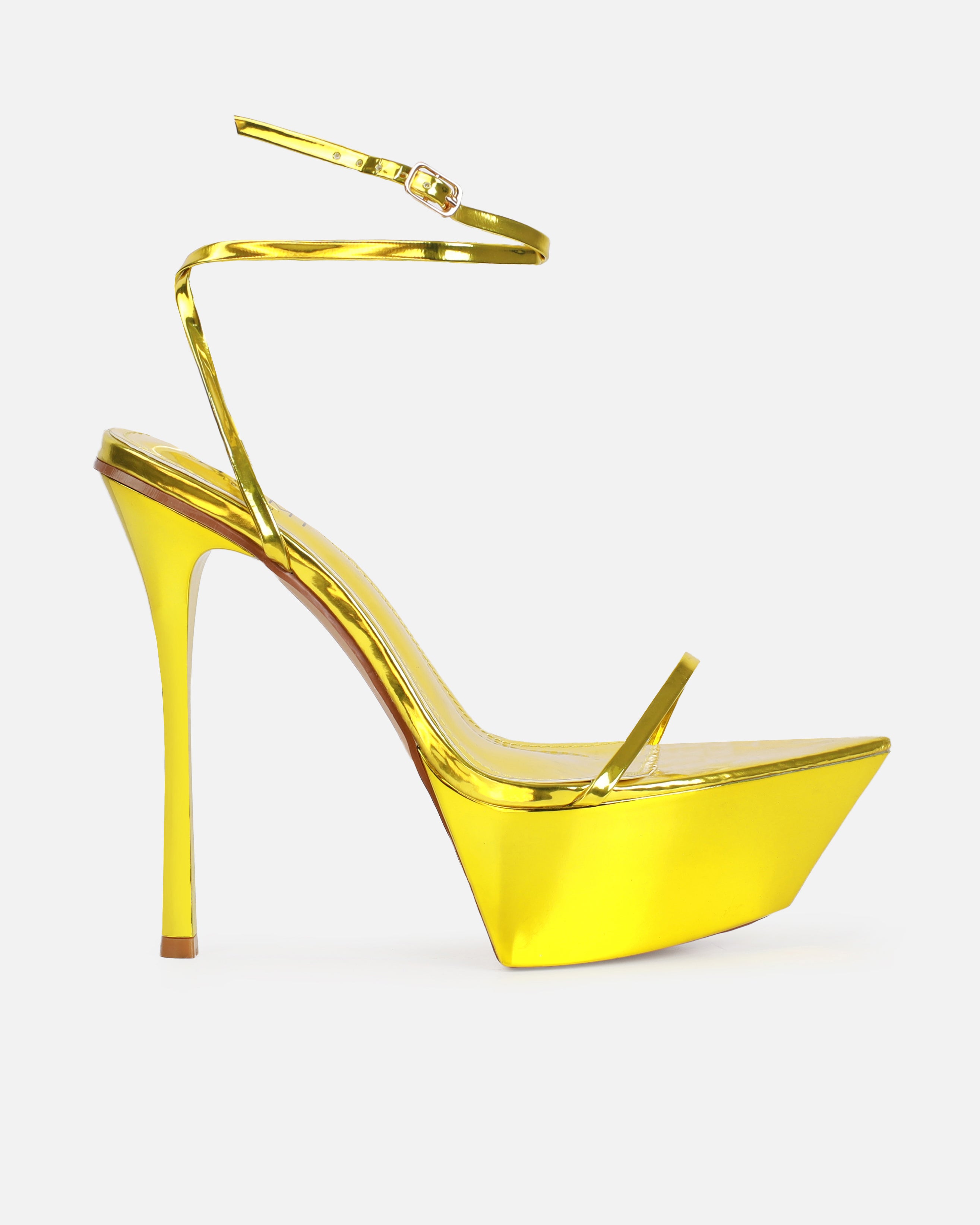 Asiaa Yellow Metallic Platform Stiletto Heels | SIMMI London
