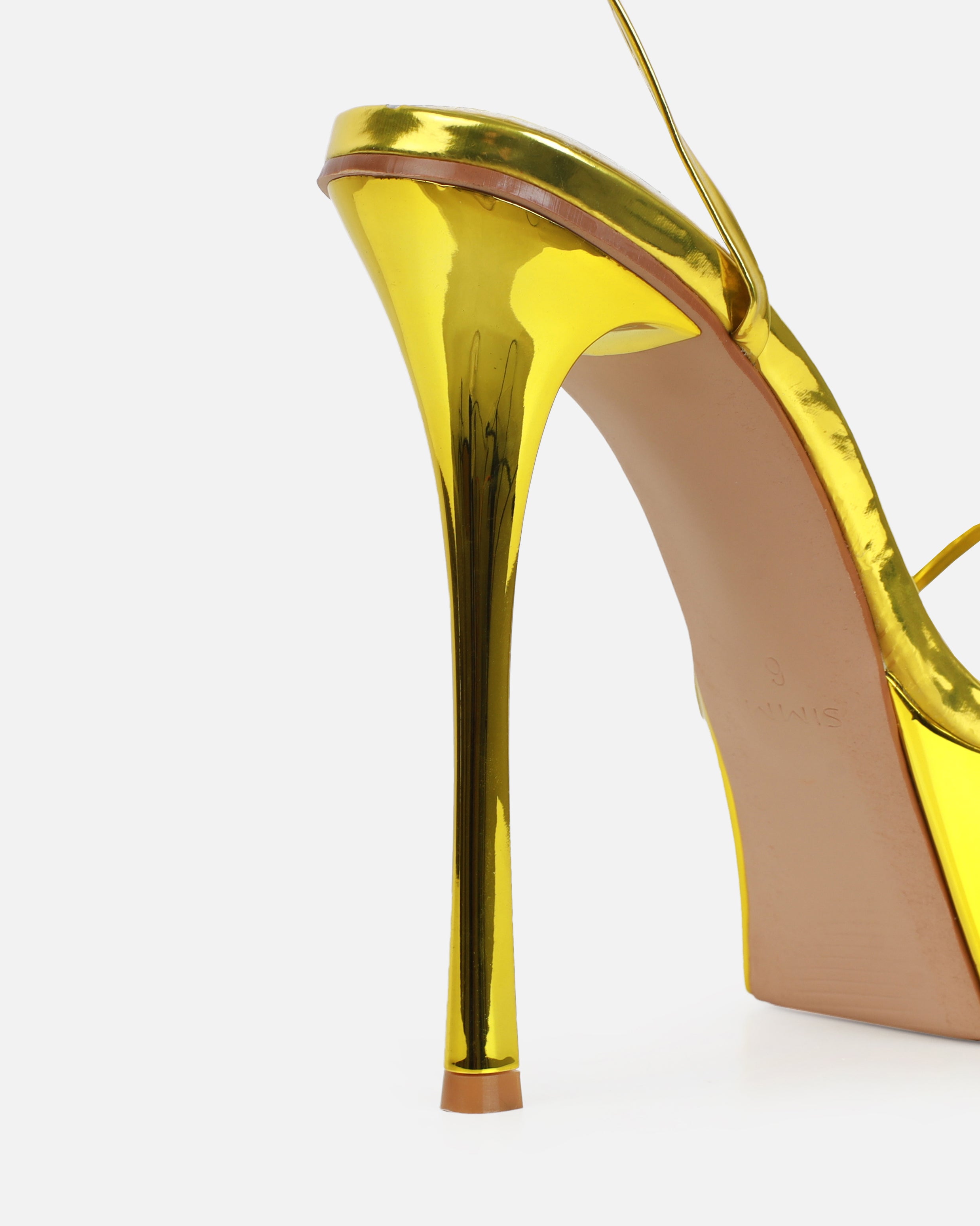 Asiaa Yellow Metallic Platform Stiletto Heels | SIMMI London