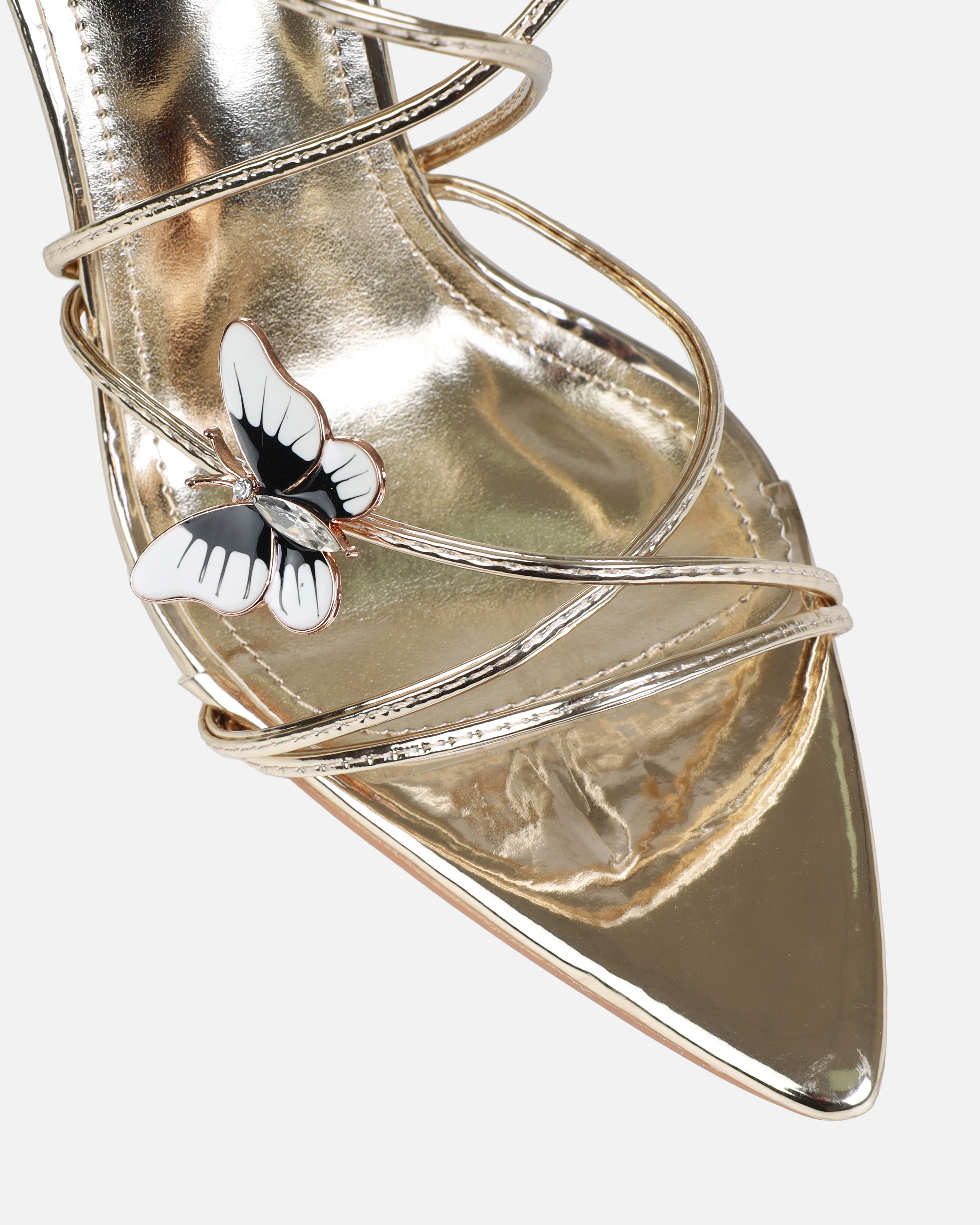 Aponi Gold Butterfly Lace Up Heels | SIMMI London