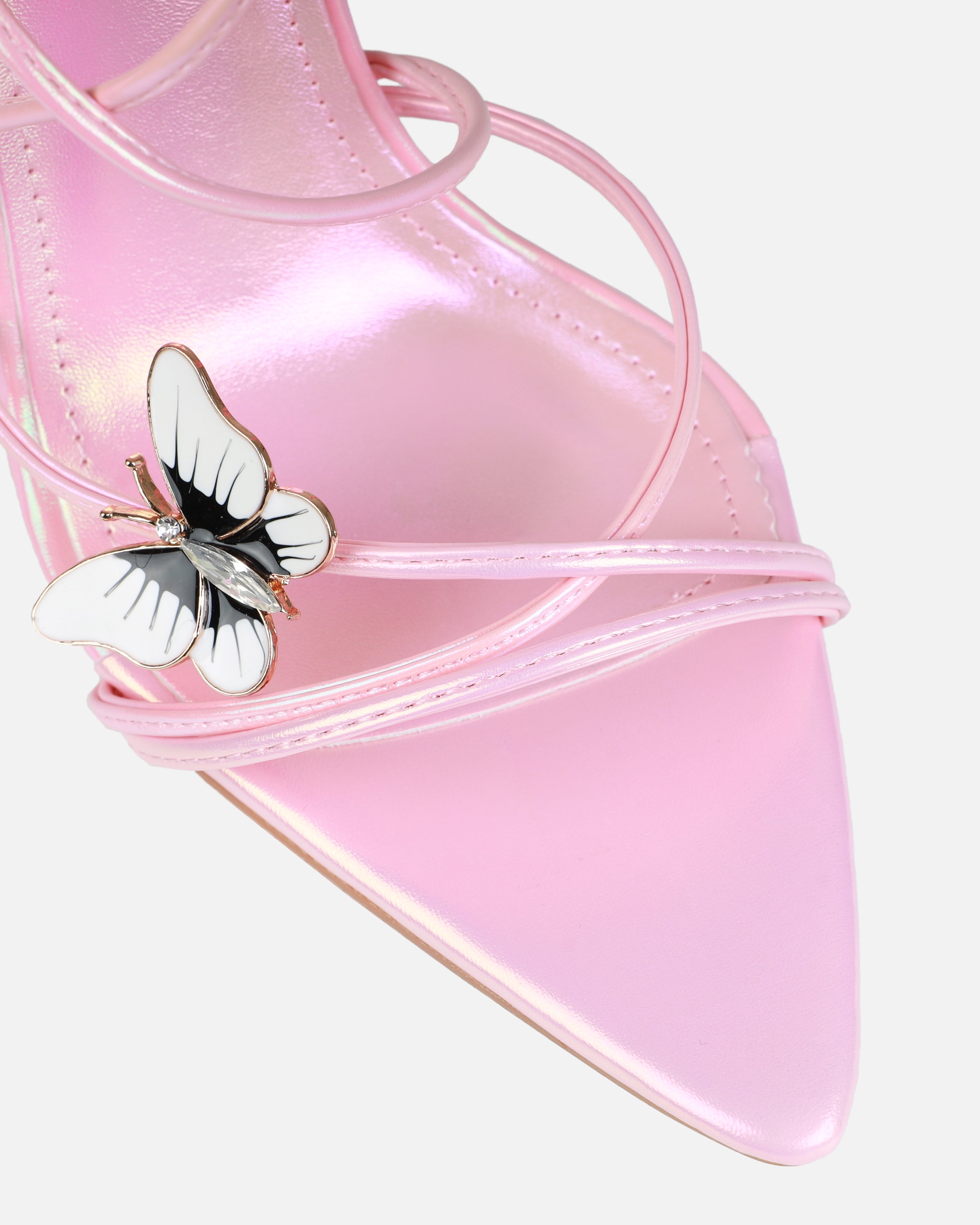 Aponi Pink Butterfly Lace Up Heels | SIMMI London
