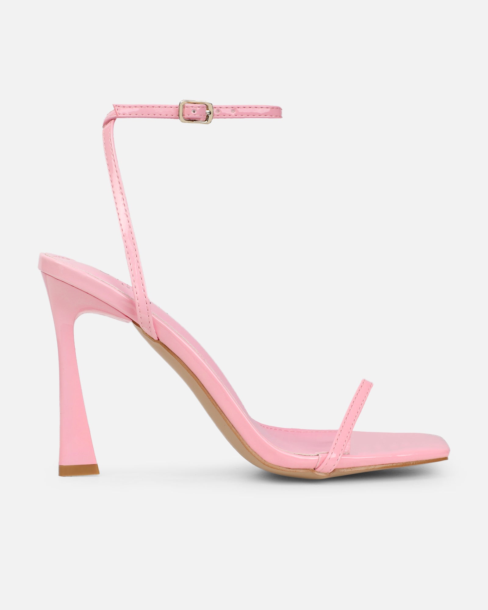 Apple Baby Pink Patent Flared Heeled Sandals | SIMMI London