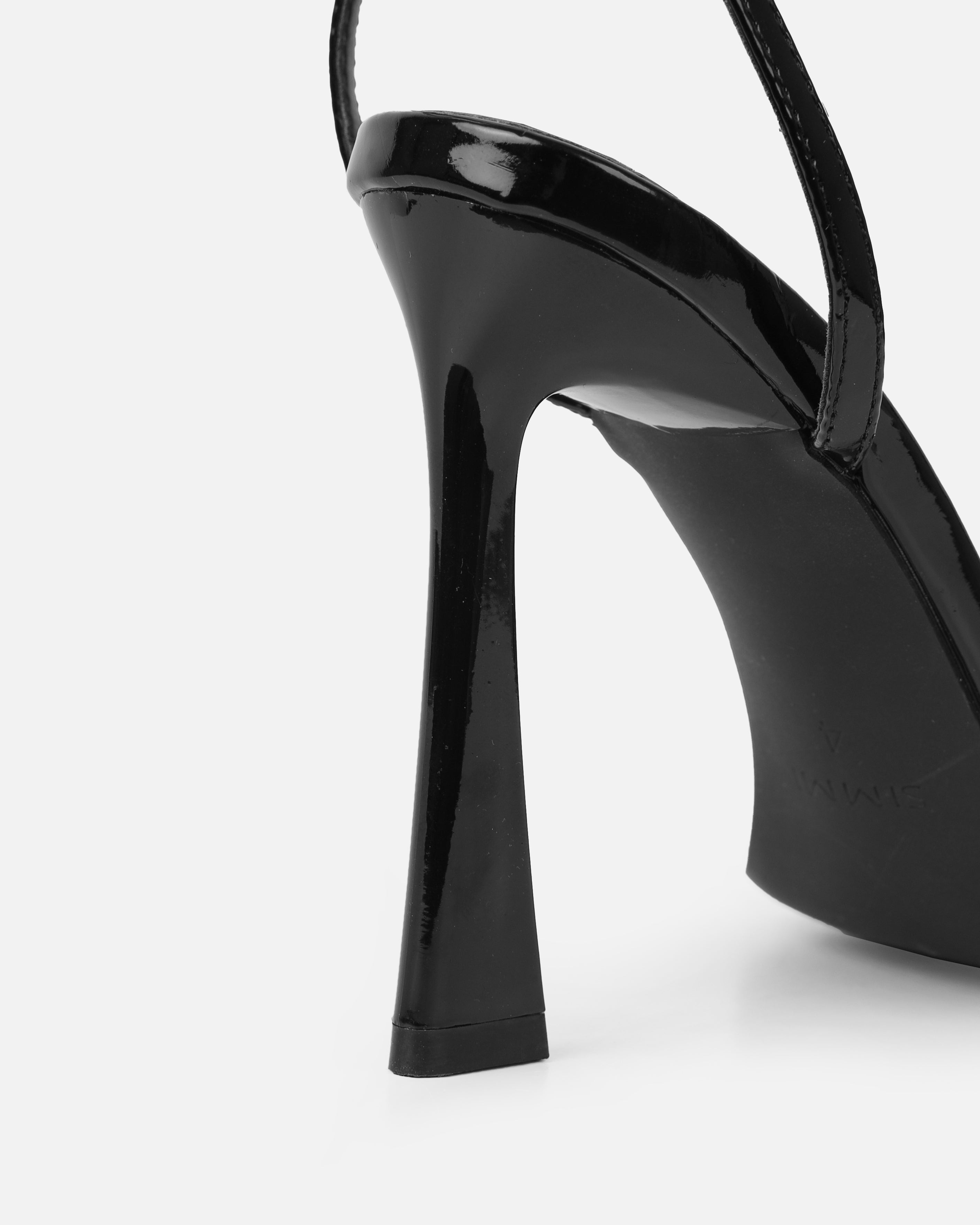 Apple Black Patent Flared Heeled Sandals | SIMMI London