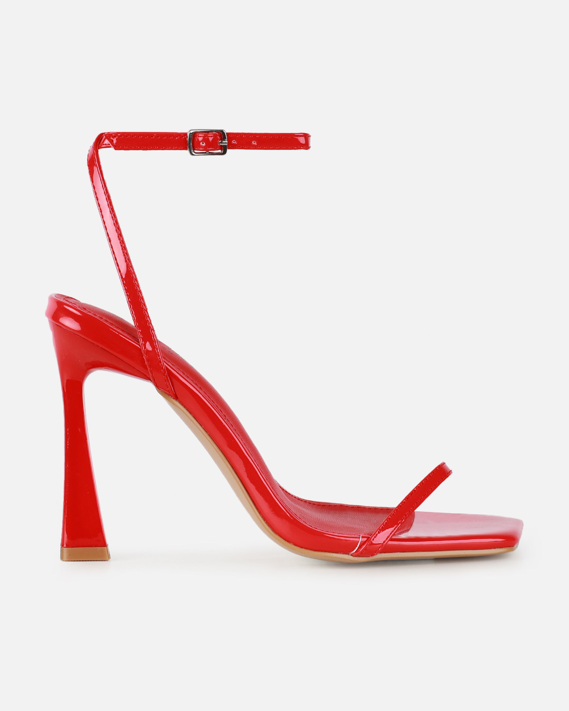 Apple Red Patent Flared Heeled Sandals | SIMMI London