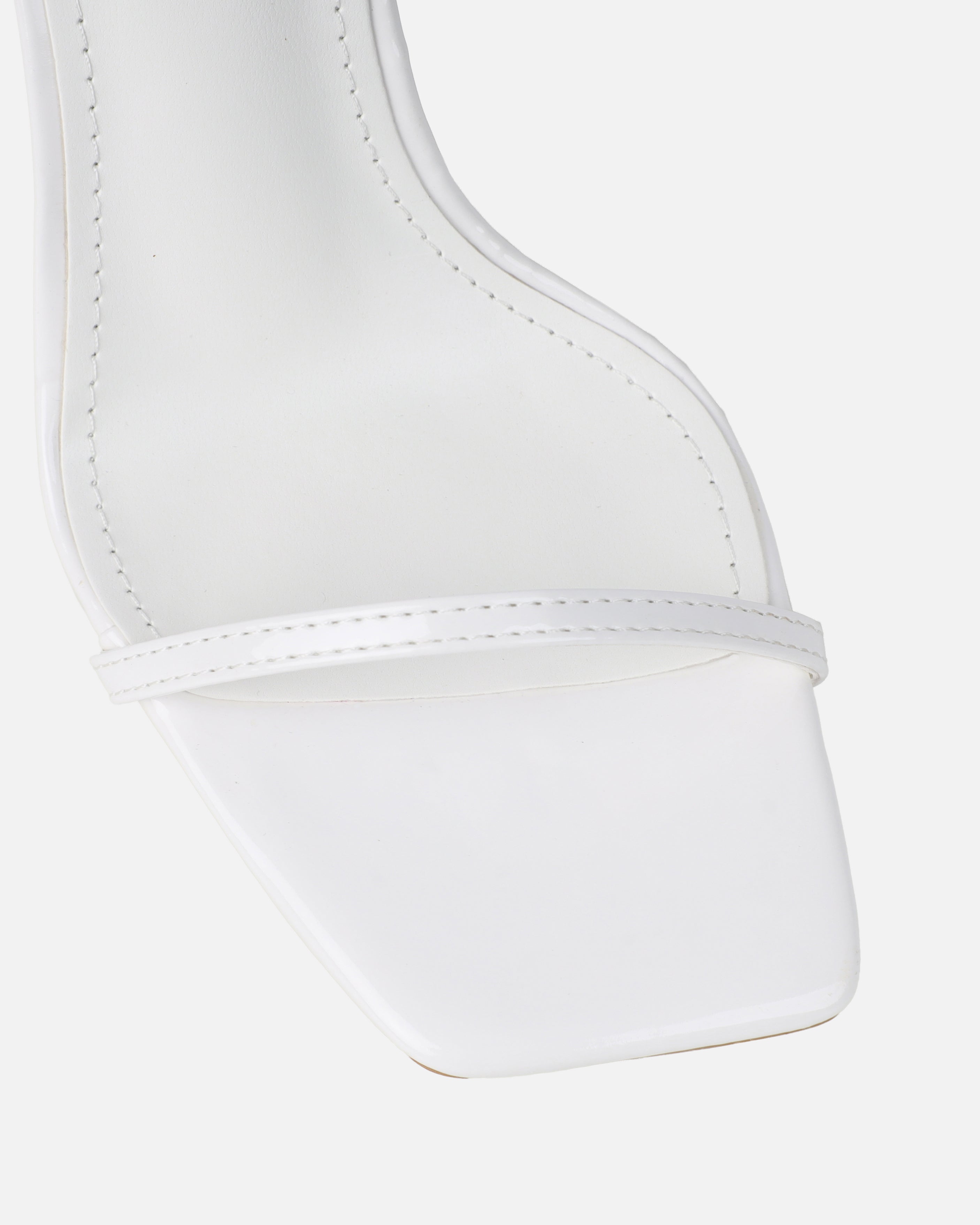 Apple White Patent Flared Heeled Sandals | SIMMI London