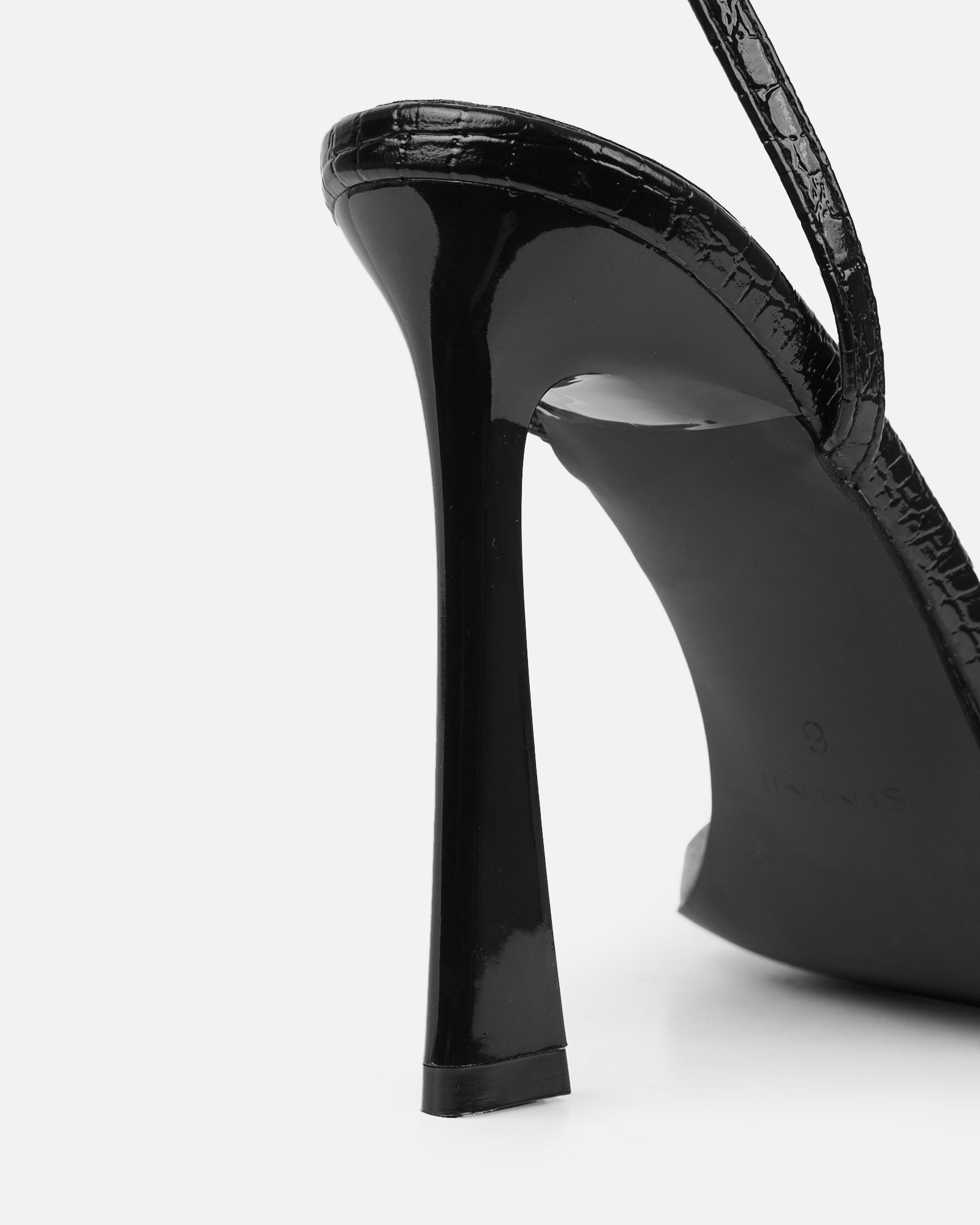 Appi Clear Black Faux Snake Effect Chain Detail Heeled Sandals | SIMMI London