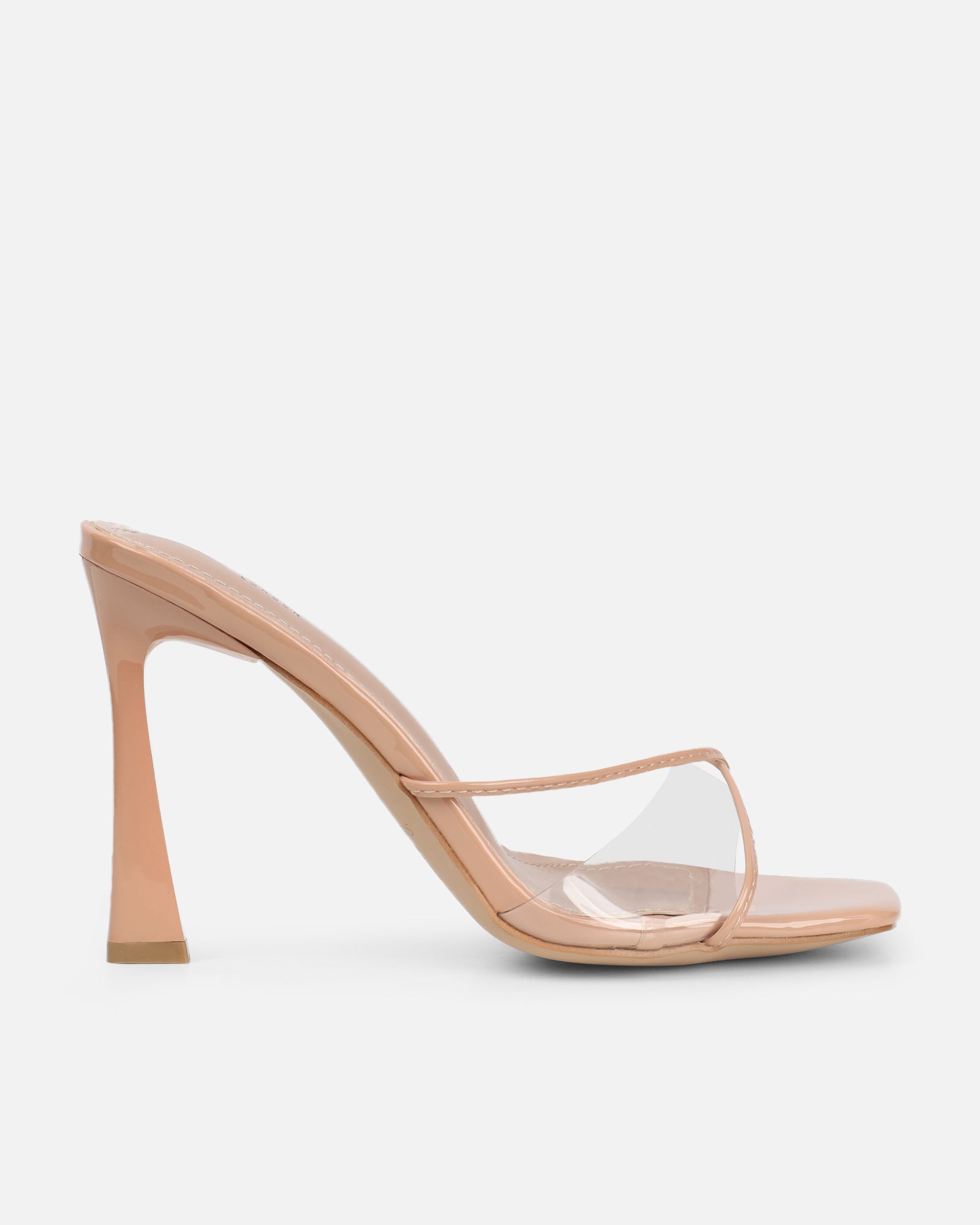 Daisha Nude Patent Clear Heeled Sandals | SIMMI London