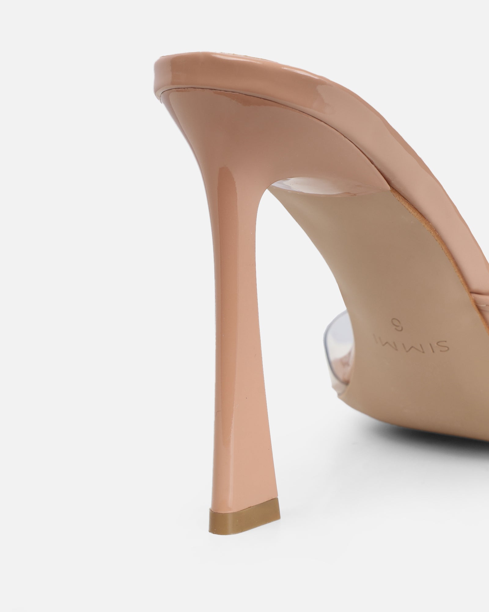 Daisha Nude Patent Clear Heeled Sandals | SIMMI London