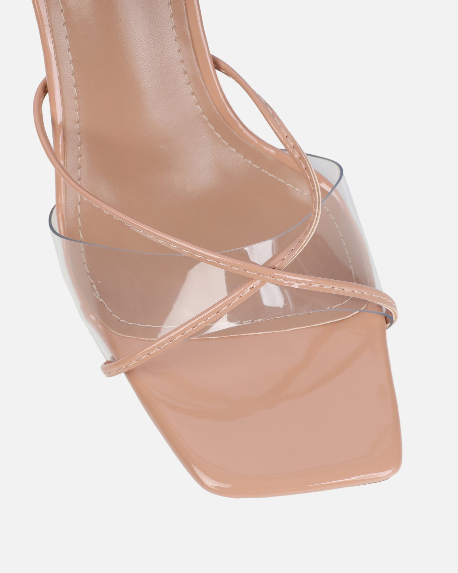 Daisha Nude Patent Clear Heeled Sandals | SIMMI London