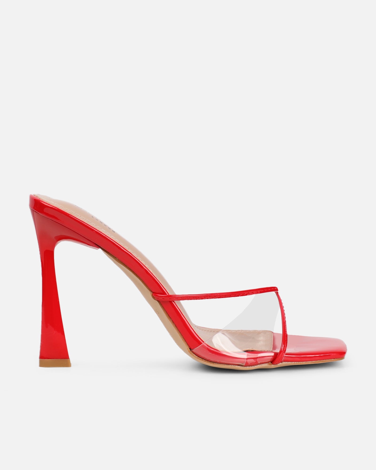 Daisha Red Patent Clear Heeled Sandals | SIMMI London