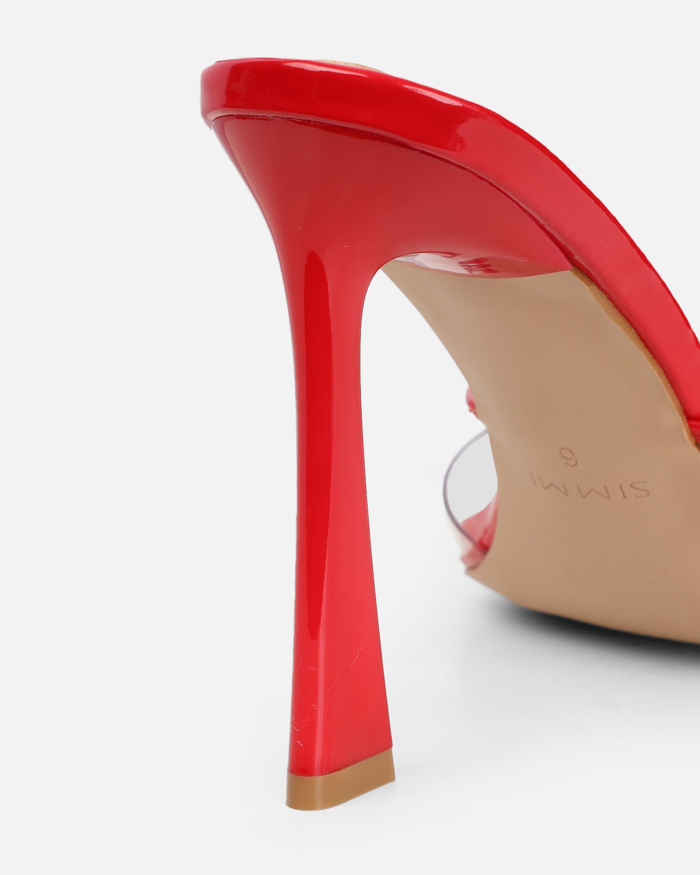 Daisha Red Patent Clear Heeled Sandals | SIMMI London
