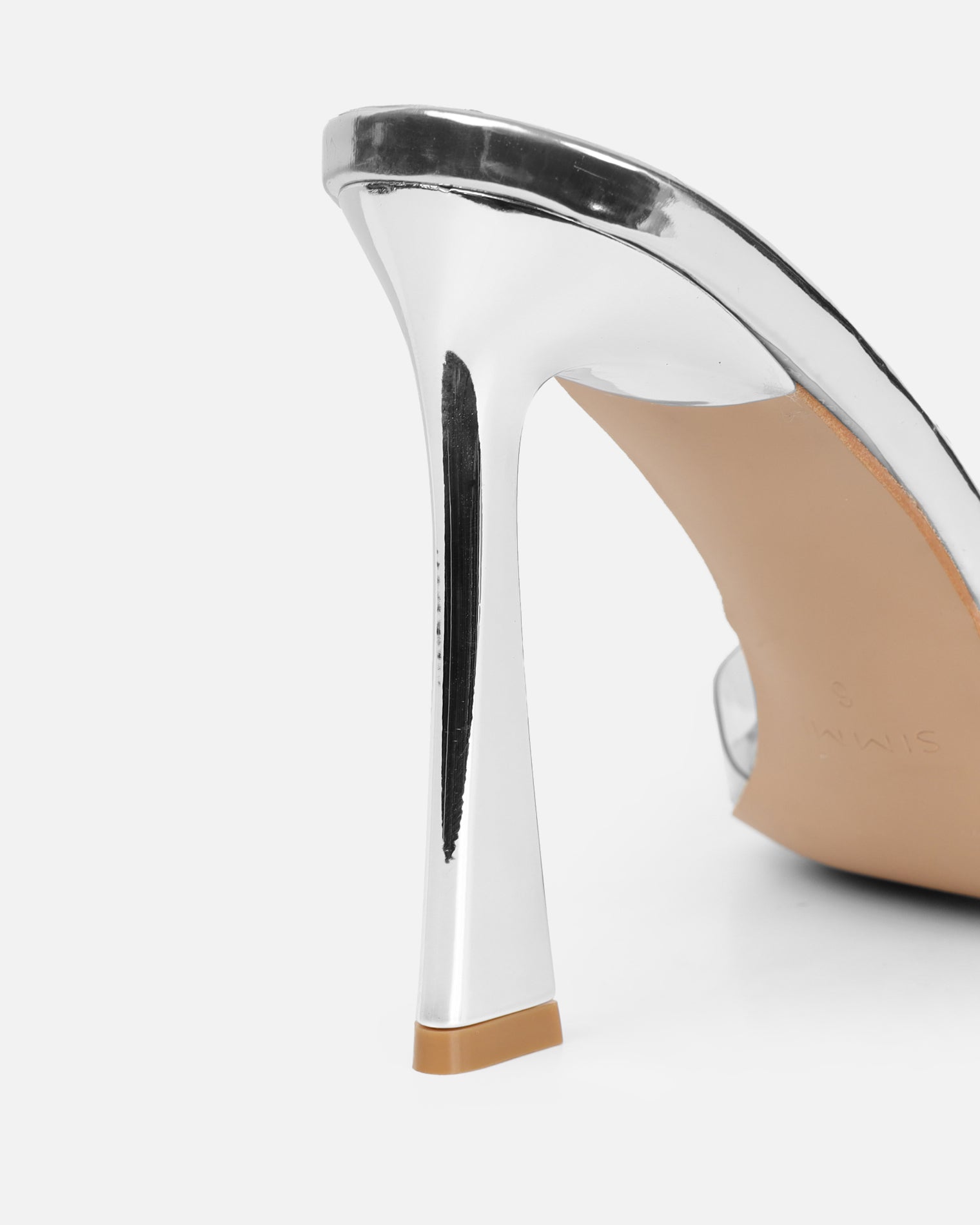 Daisha Silver Mirror Clear Heeled Sandals | SIMMI London