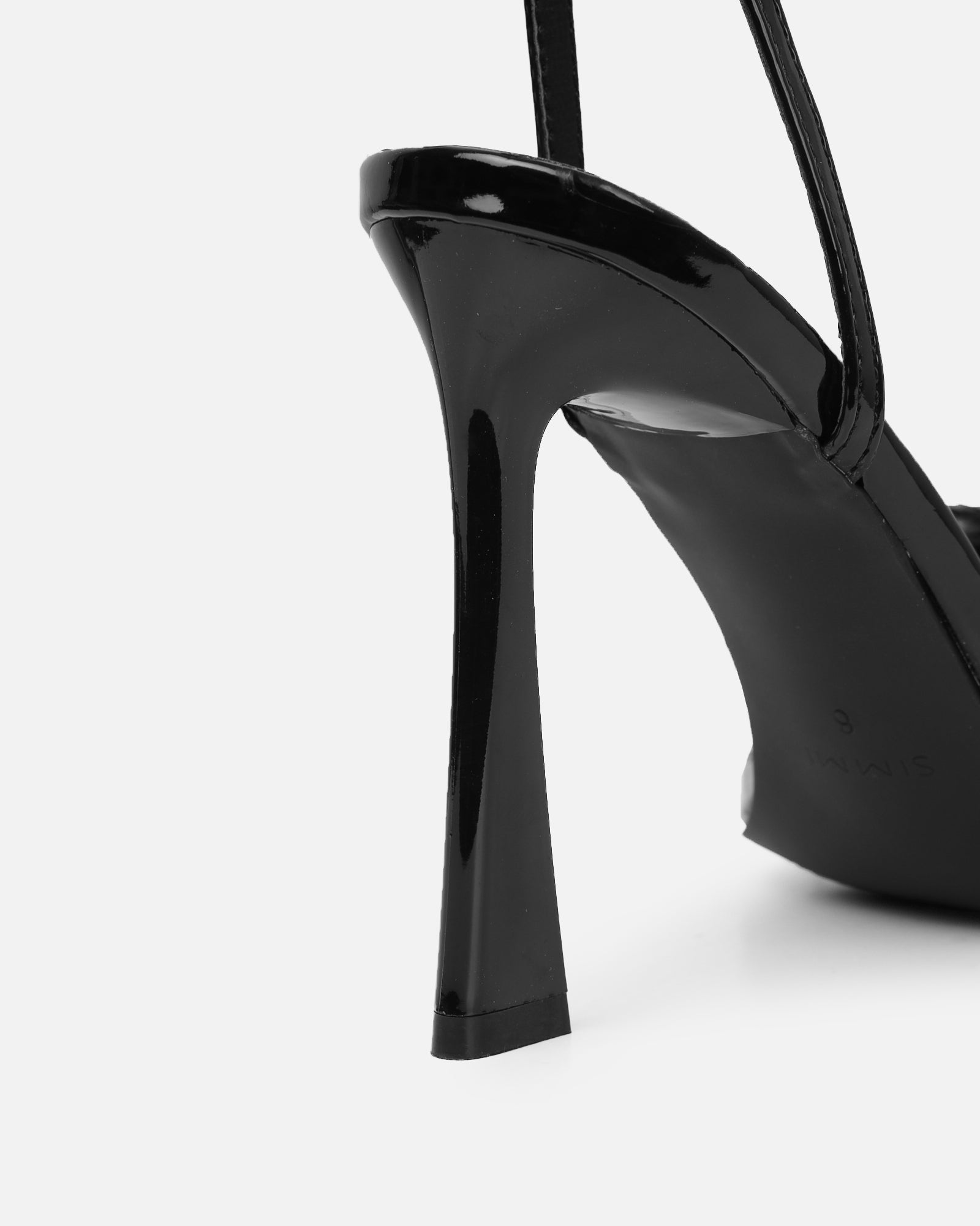 Princella black patent fluffy heeled sandals | SIMMI London