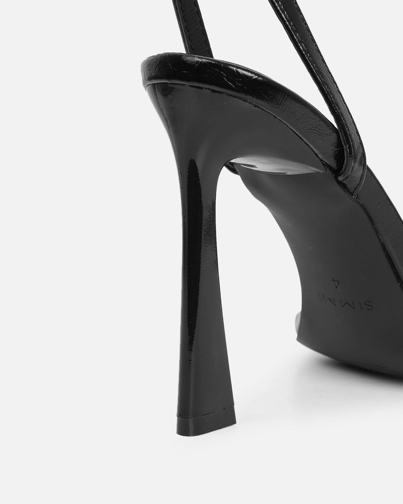 Anesca Black Shine Heeled Sandals | SIMMI London