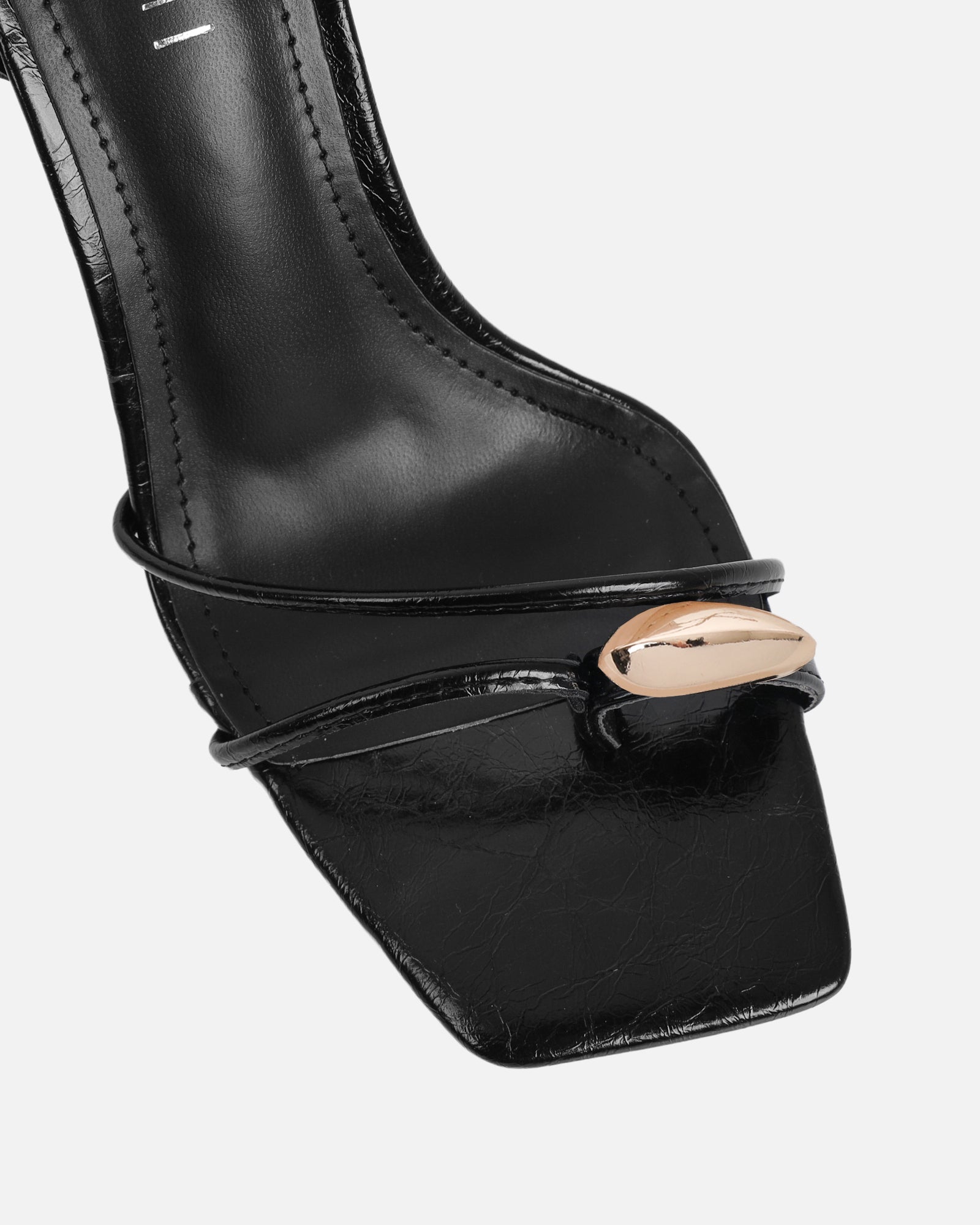 Anesca Black Shine Heeled Sandals | SIMMI London