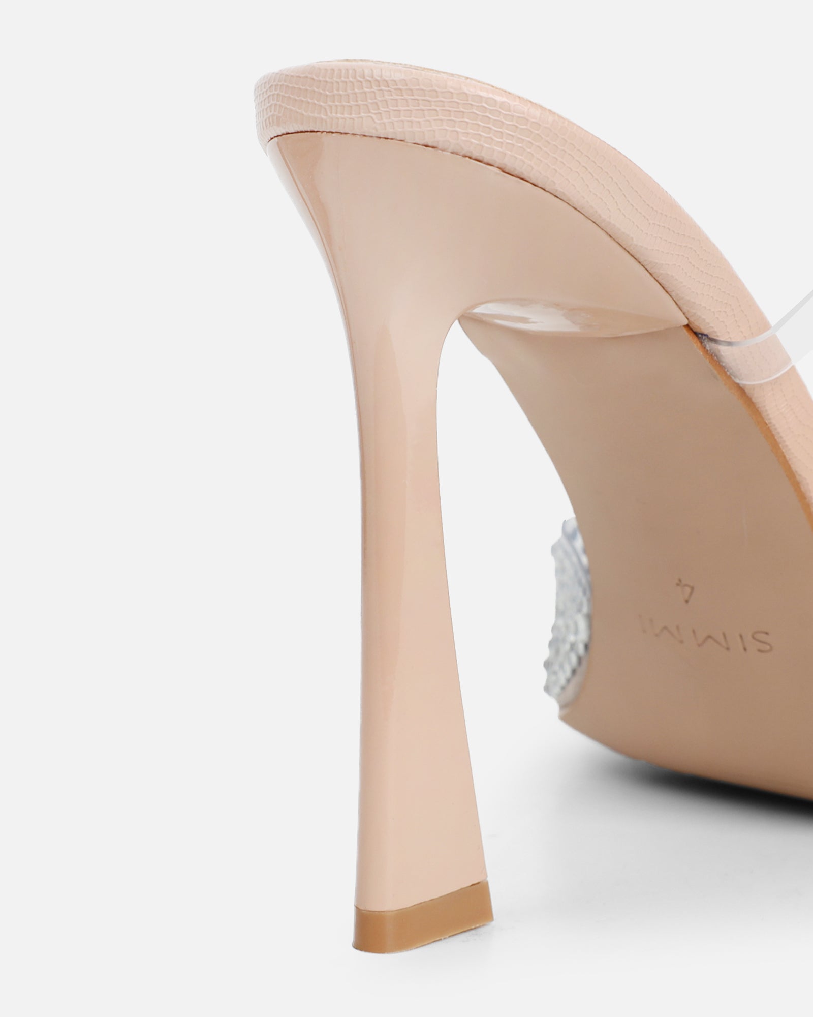 Anouska Nude Lizard Perspex Diamante Mule | SIMMI London