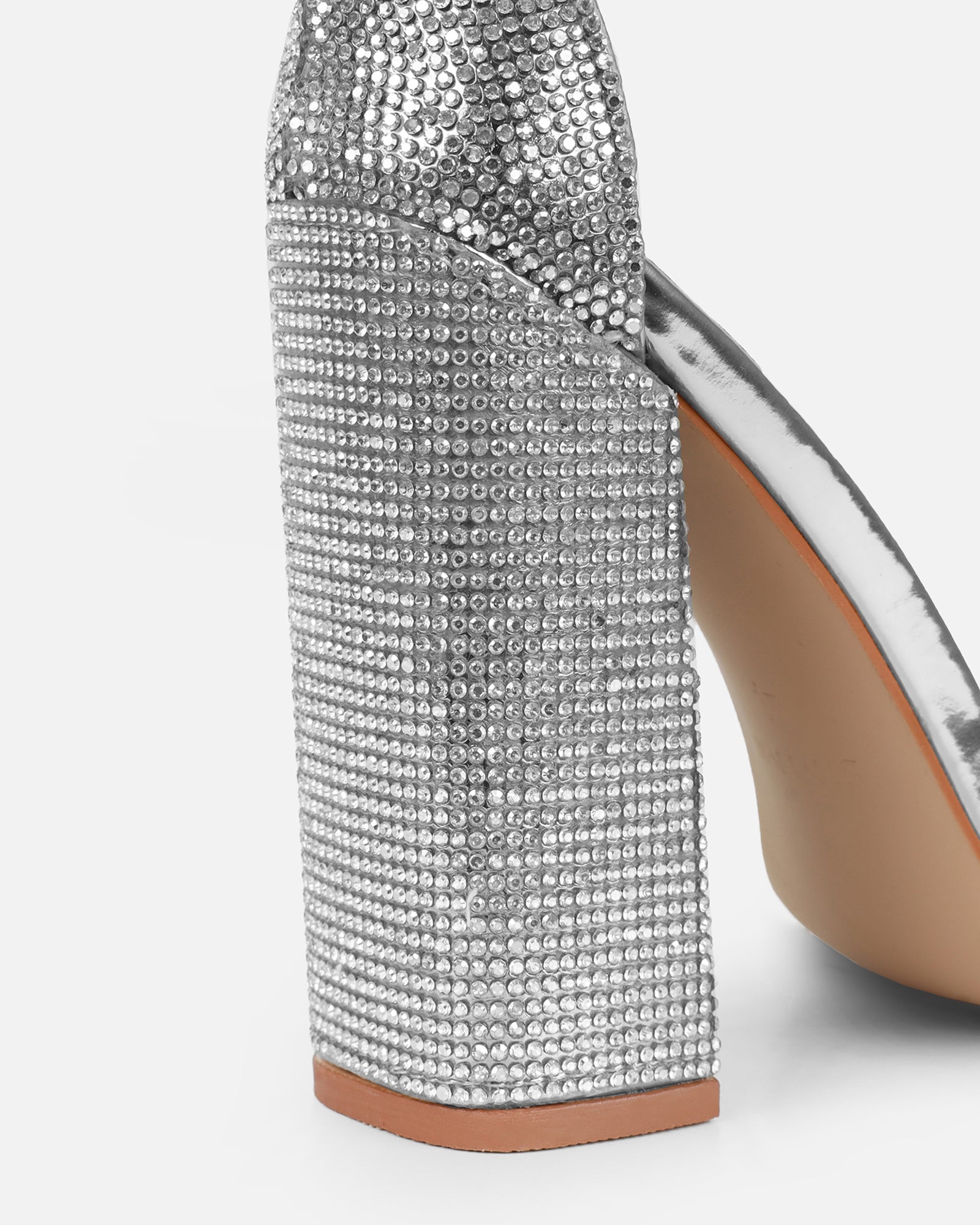 Arii silver mirror diamante heeled sandals | SIMMI London