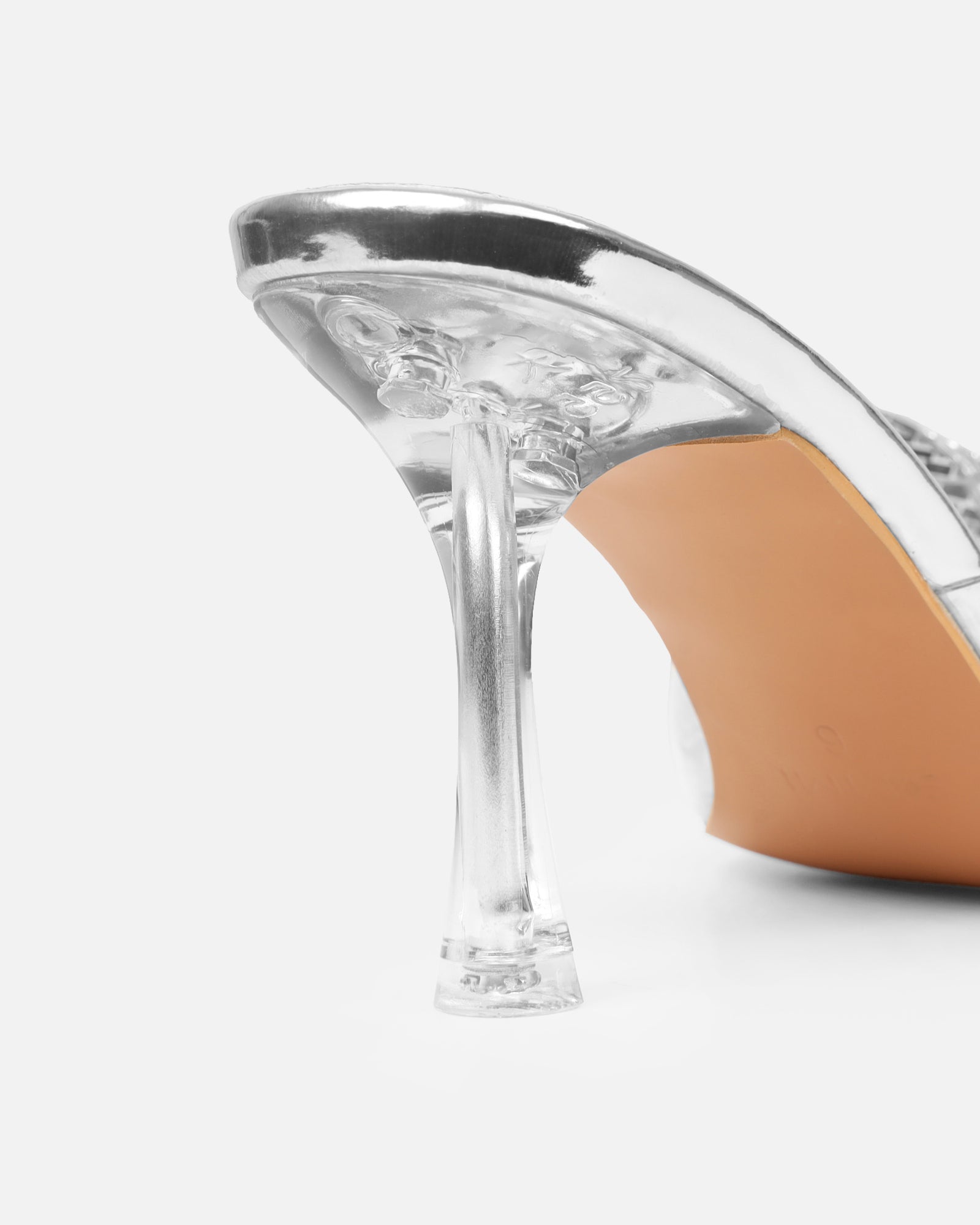 Ashleigh Clear Silver Mirror Diamante Bow Mid Heeled Sandals | SIMMI London