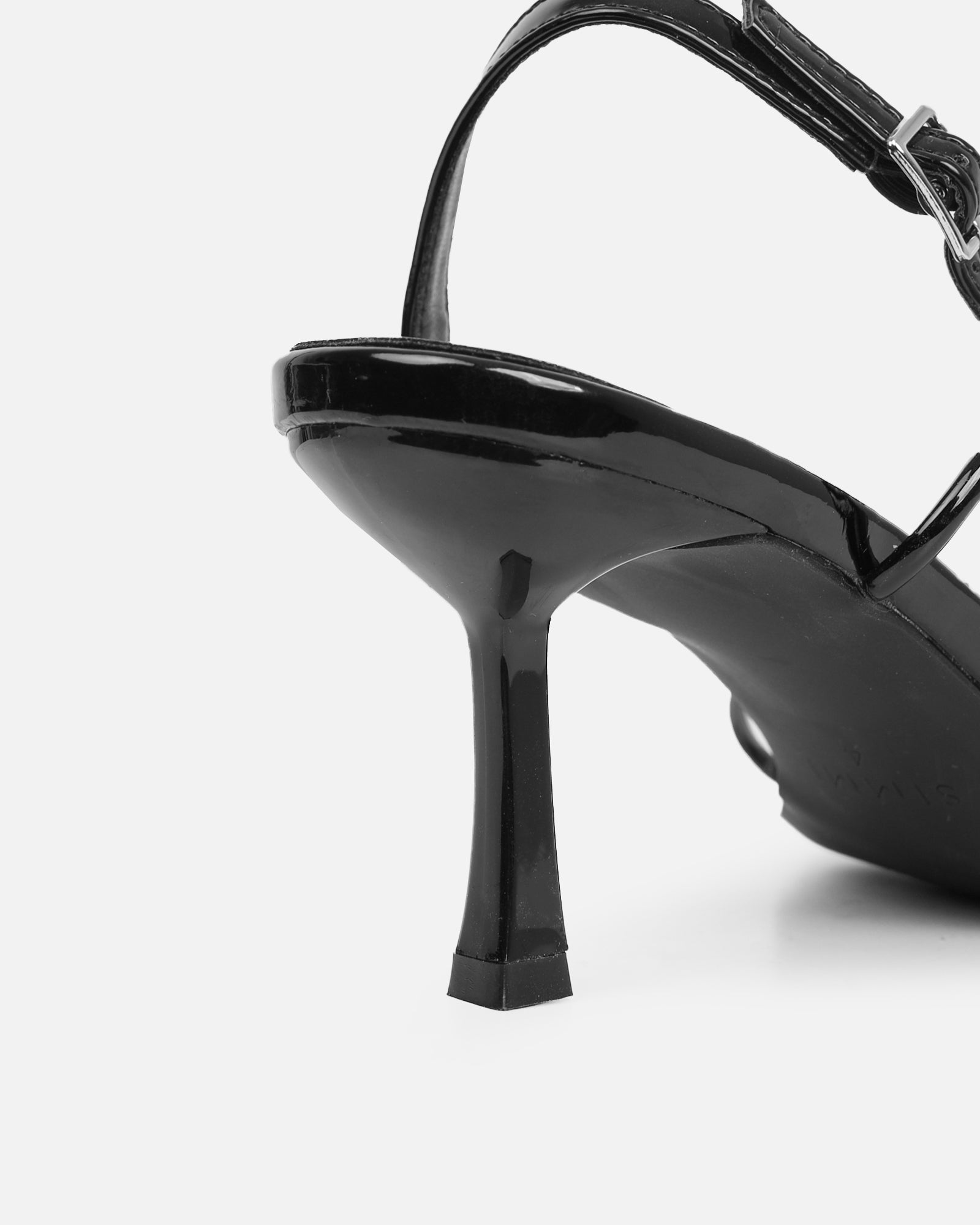 Aixa Black Patent Strappy Knot Heeled Sandals | SIMMI London