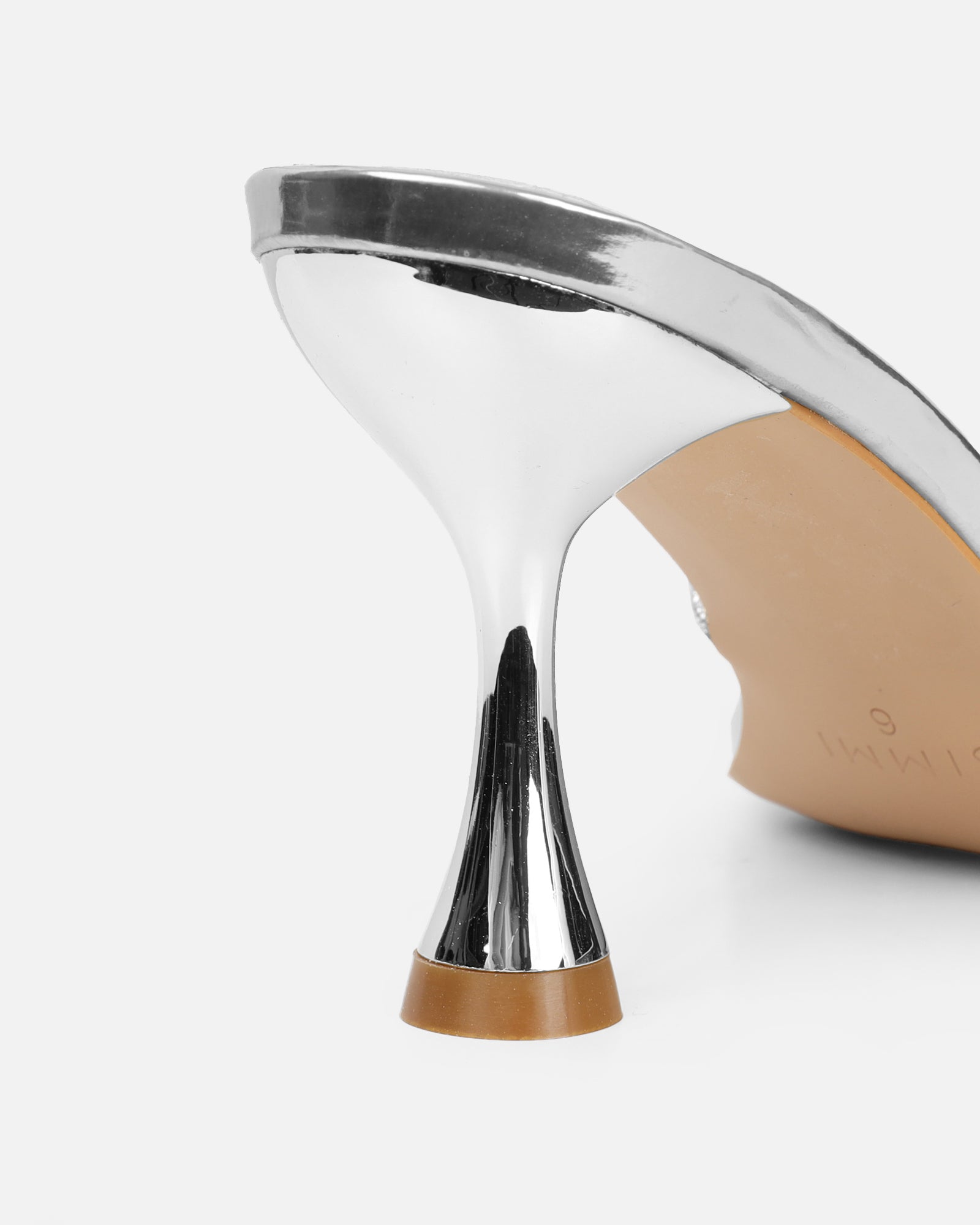 Aubria Silver Mirror Diamante Mid Heeled Sandals | SIMMI London