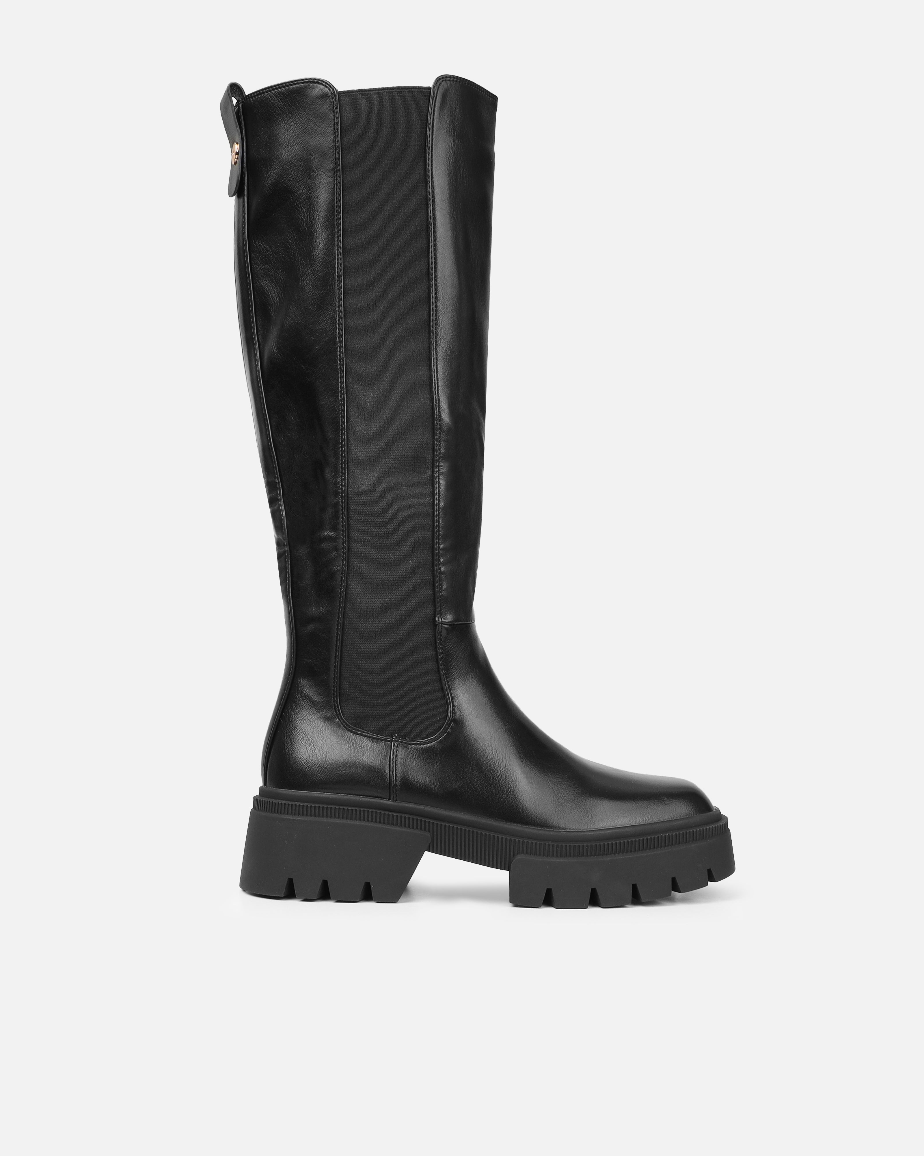 Brookes Black Knee High Chunky Boots | SIMMI London