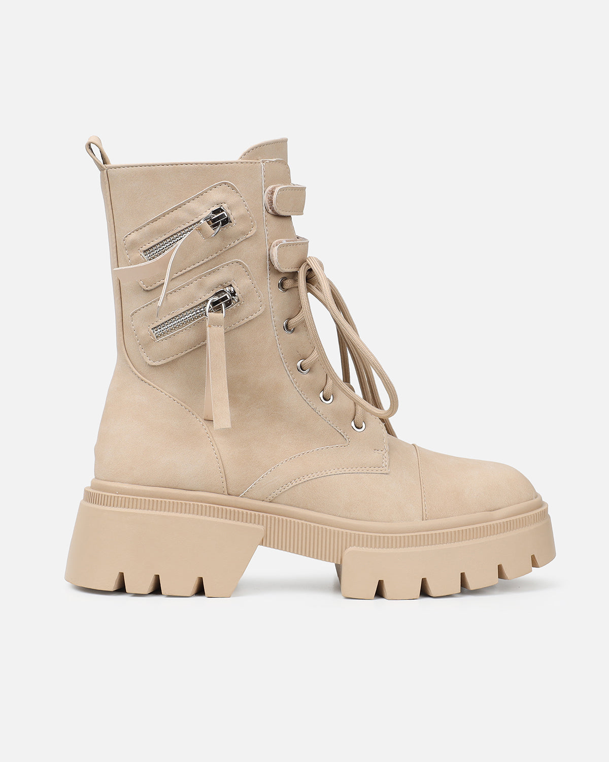 Bennett sand nubuck chunky lace up boots | SIMMI London