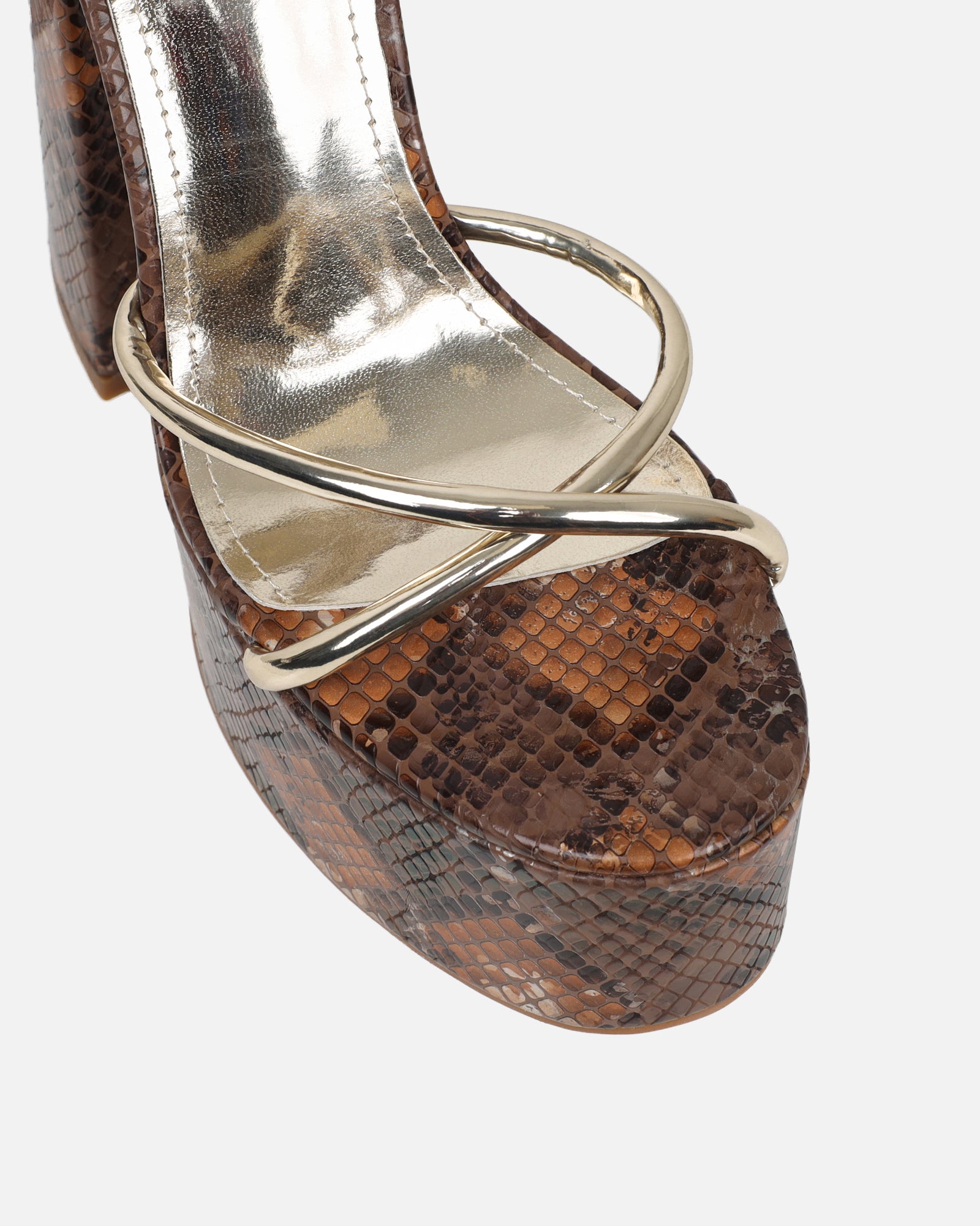 Keoni Beige Snake Platform Sandals | SIMMI London