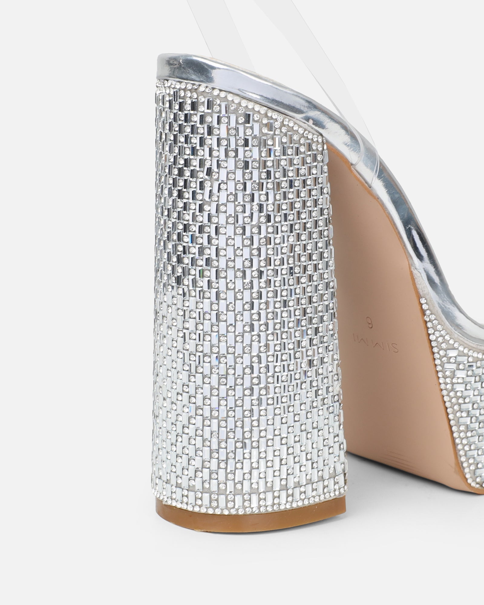 Miriam silver mirror diamante platform sandals | SIMMI London