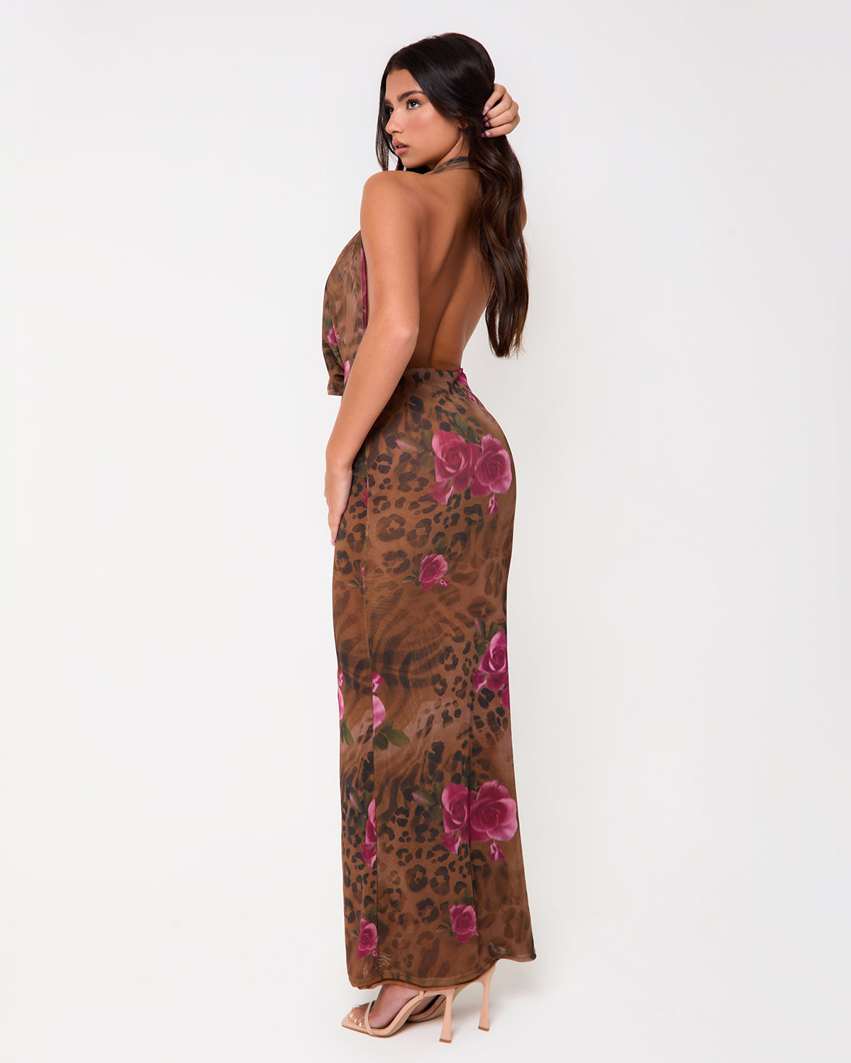 Queens Print Extreme Cowl Neck Maxi Dress | SIMMI London